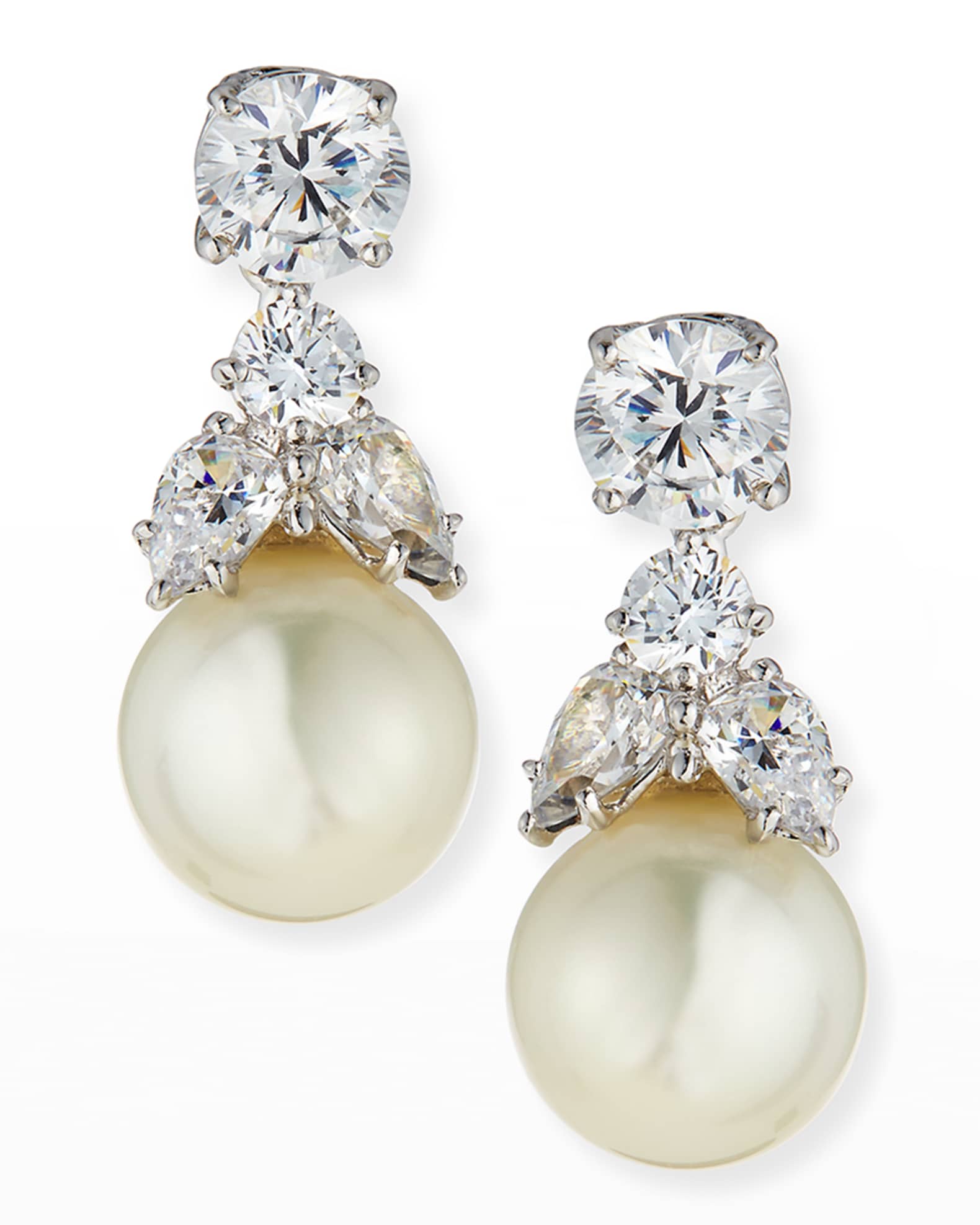 Fantasia by DeSerio 2.50 TCW CZ Stud & Simulated Pearly Dangle Earrings ...