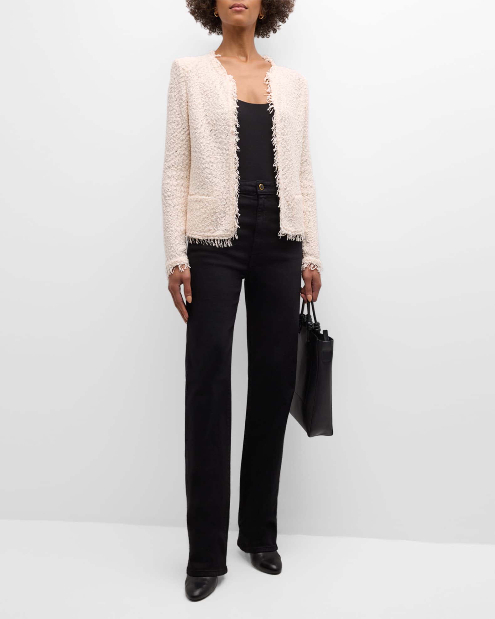 Iro Paris Shavani Open Front Boucle Jacket Nude