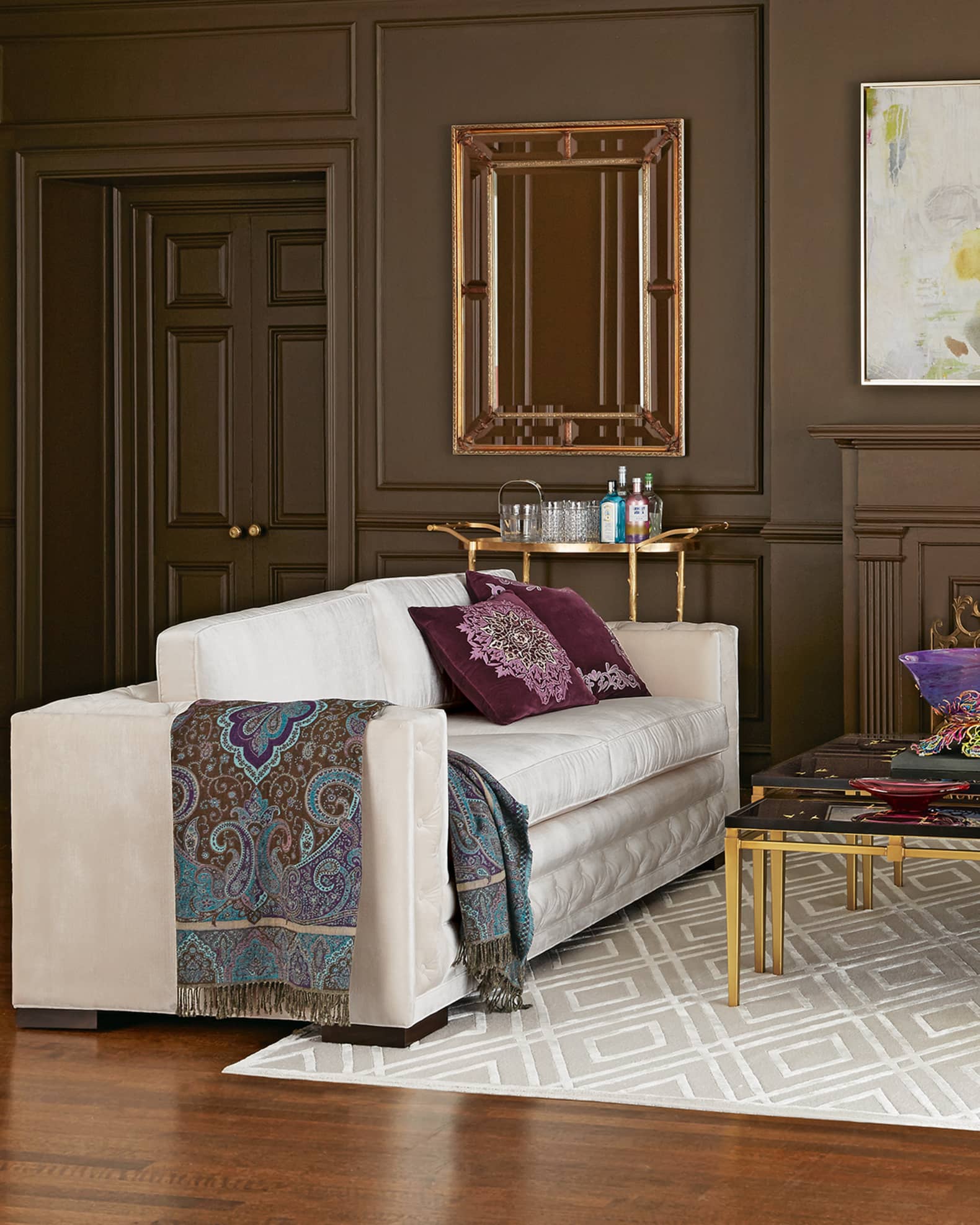 Bently White Tufted Sofa 1