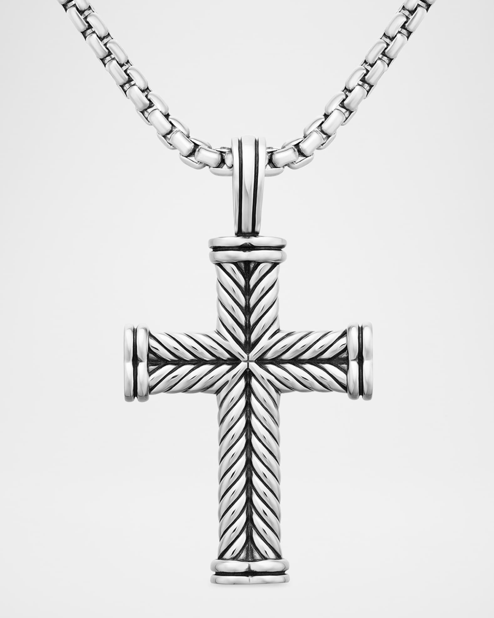 Men's Chevron Cross Pendant in Silver, 33.5mm 0