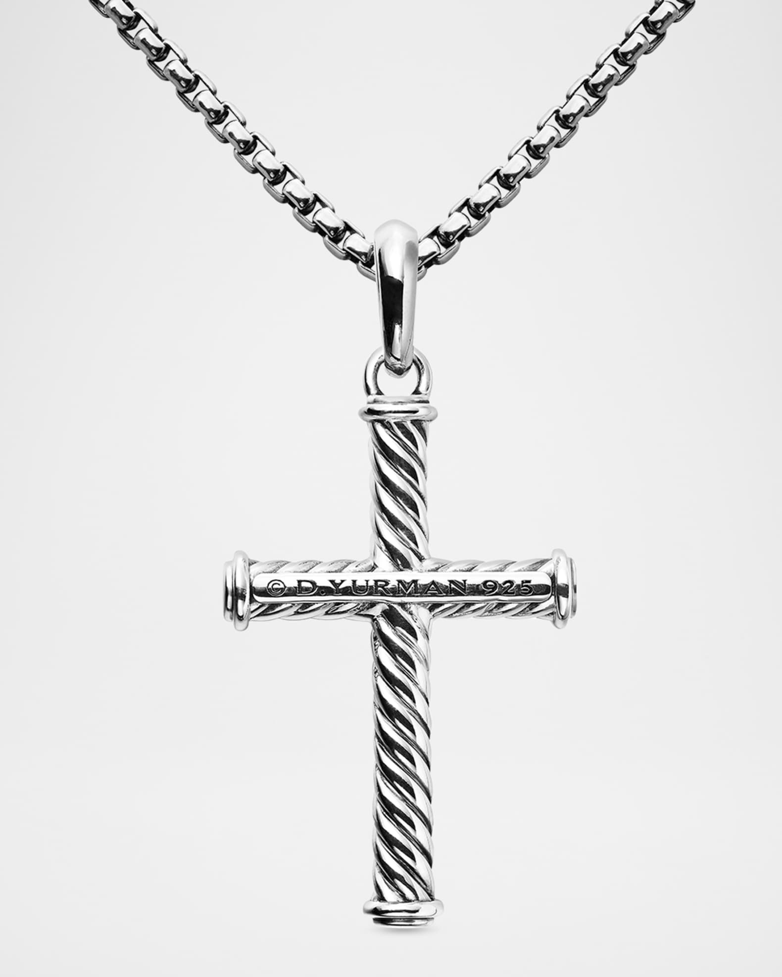 David Yurman Men s Cable Cross Pendant in Silver 35mm Neiman Marcus