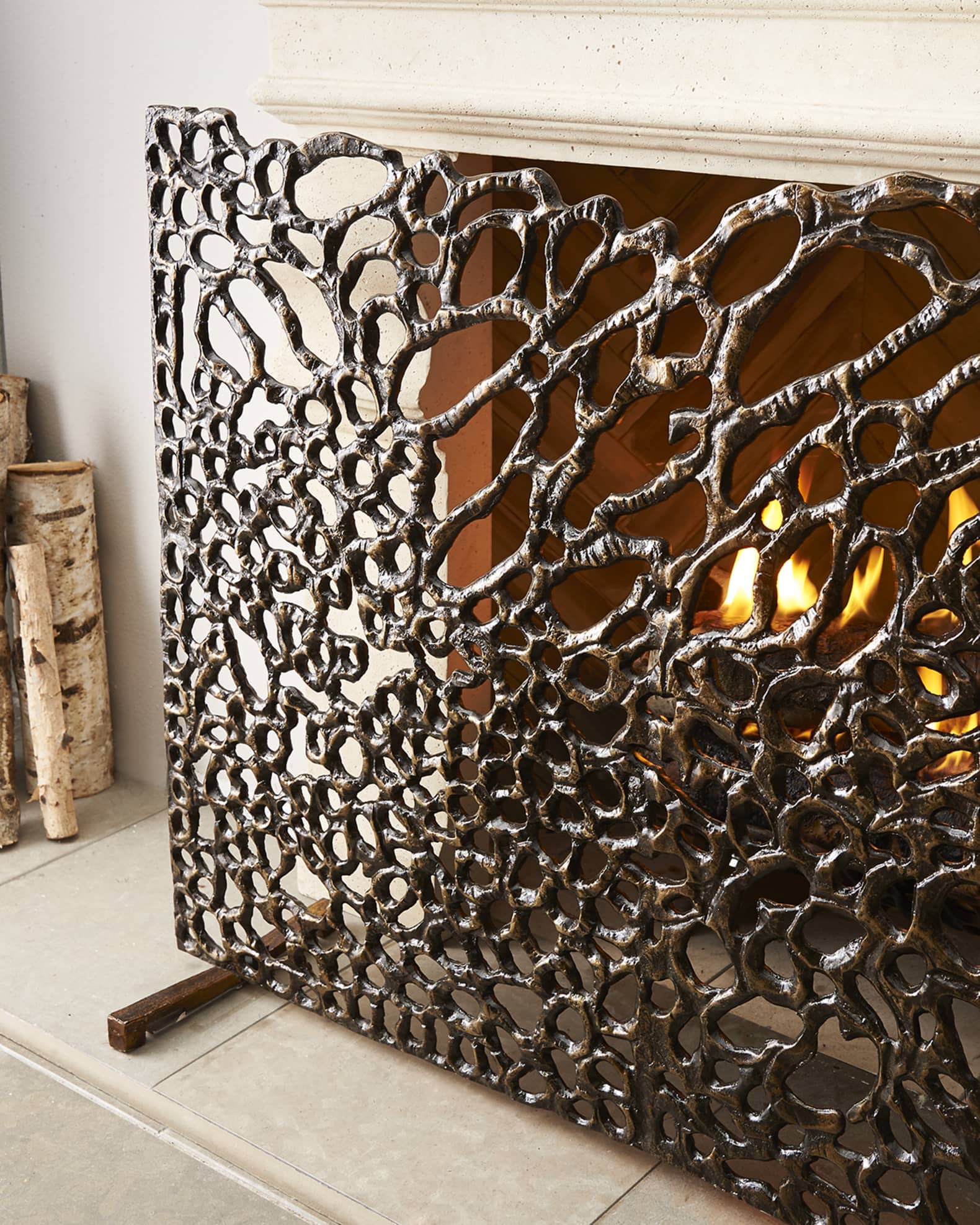 Organic Bronze Fireplace Screen 1