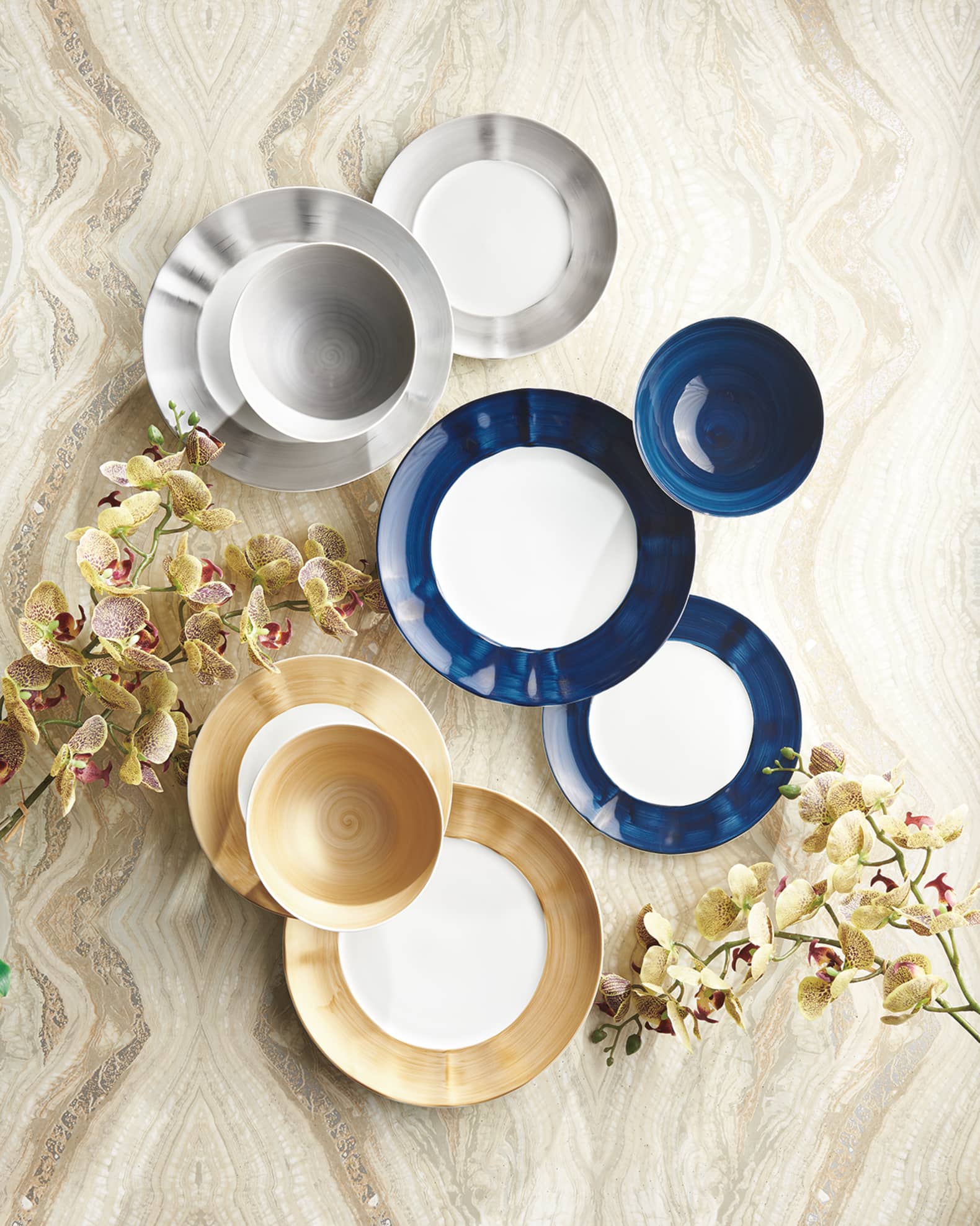 12 Piece Cobalt Brushstroke Dinnerware Set