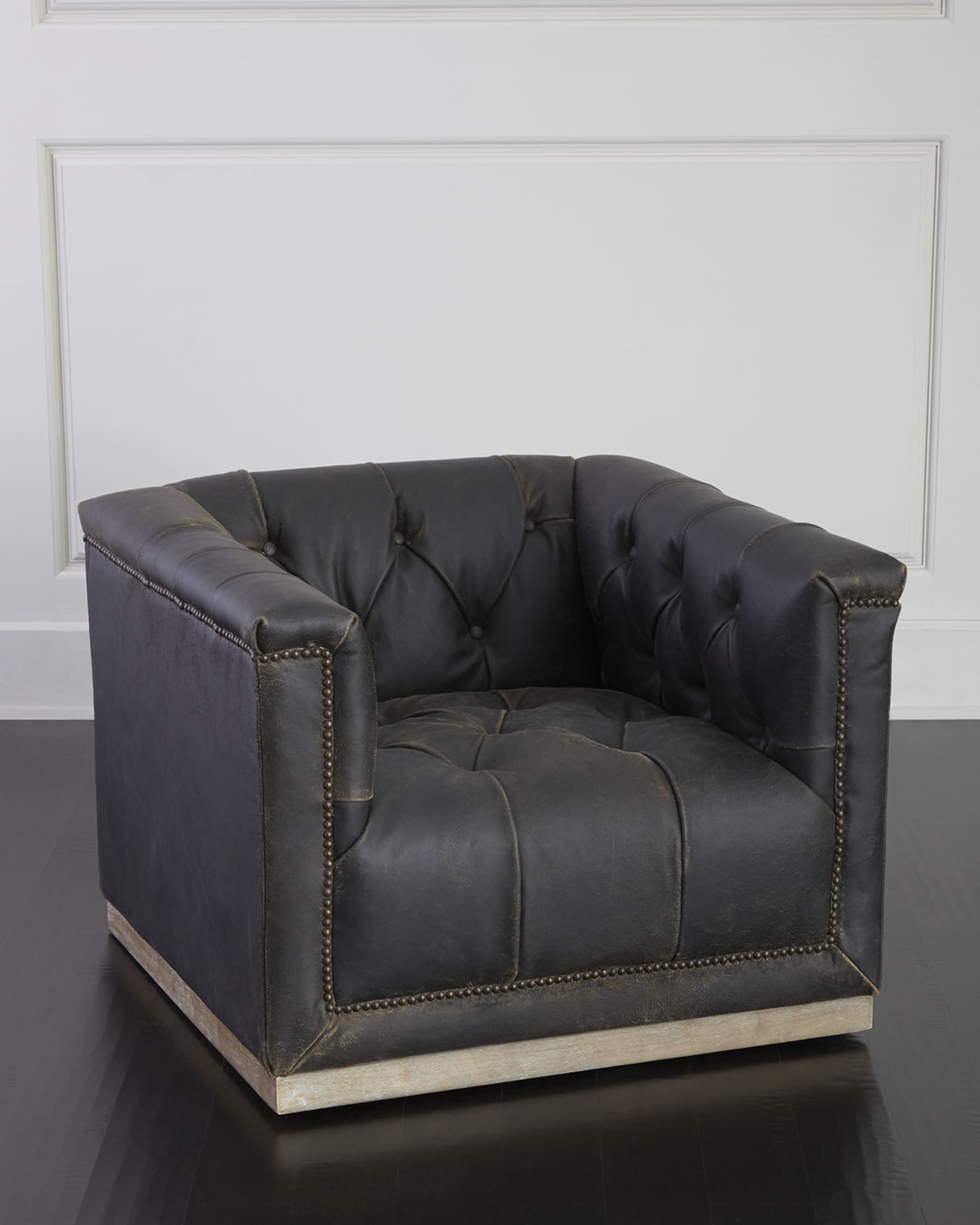Charles Leather Swivel Chair 0