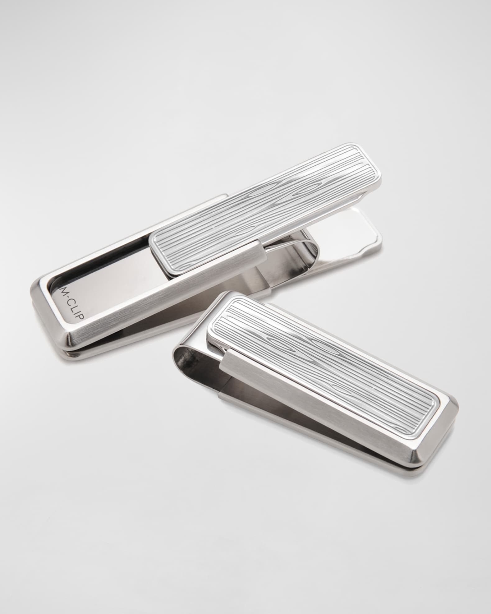 Etched Woodgrain Stainless Steel Money Clip 0