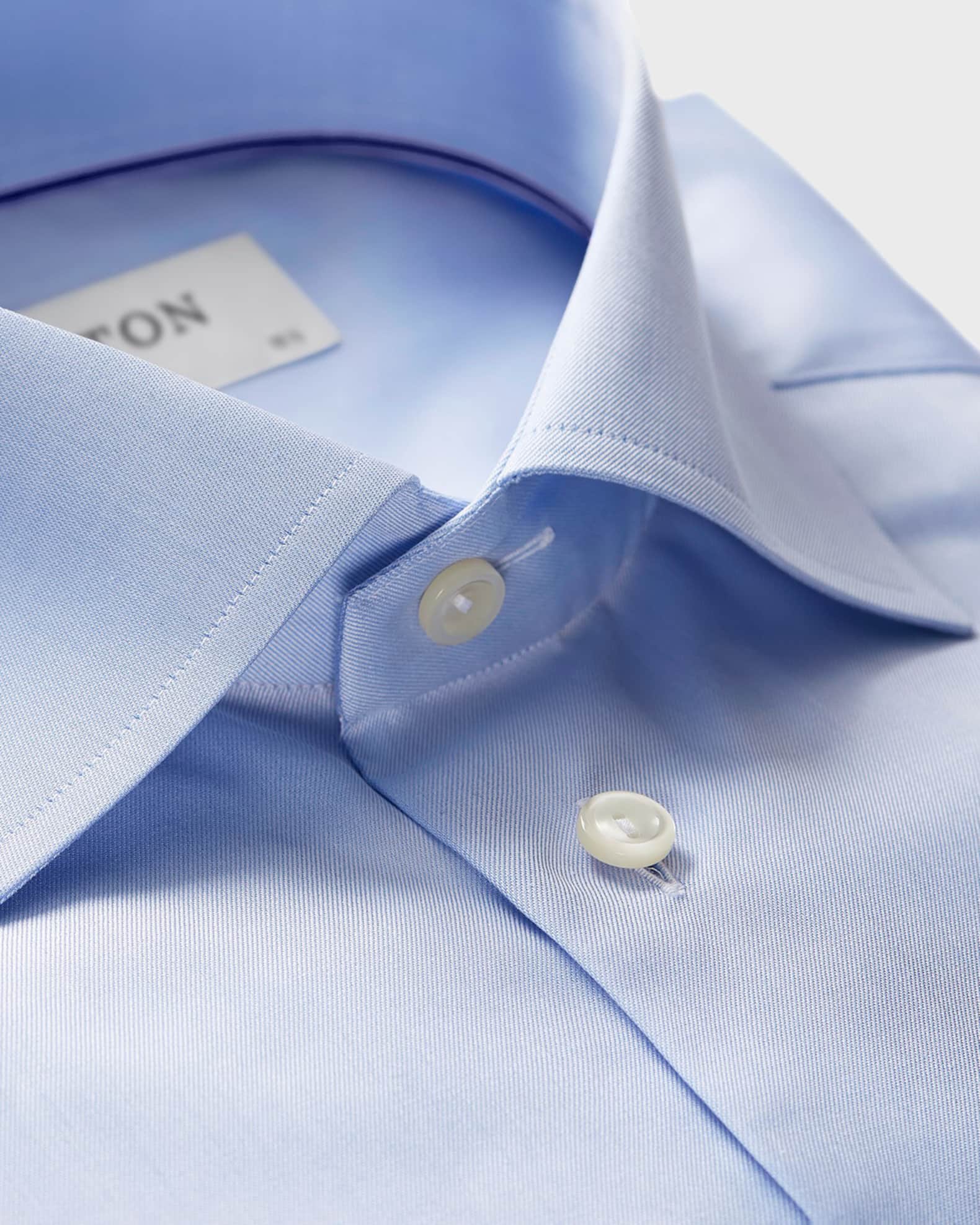 Eton Men's Cotton-Twill Slim-Fit Dress Shirt - Blue - Size 17