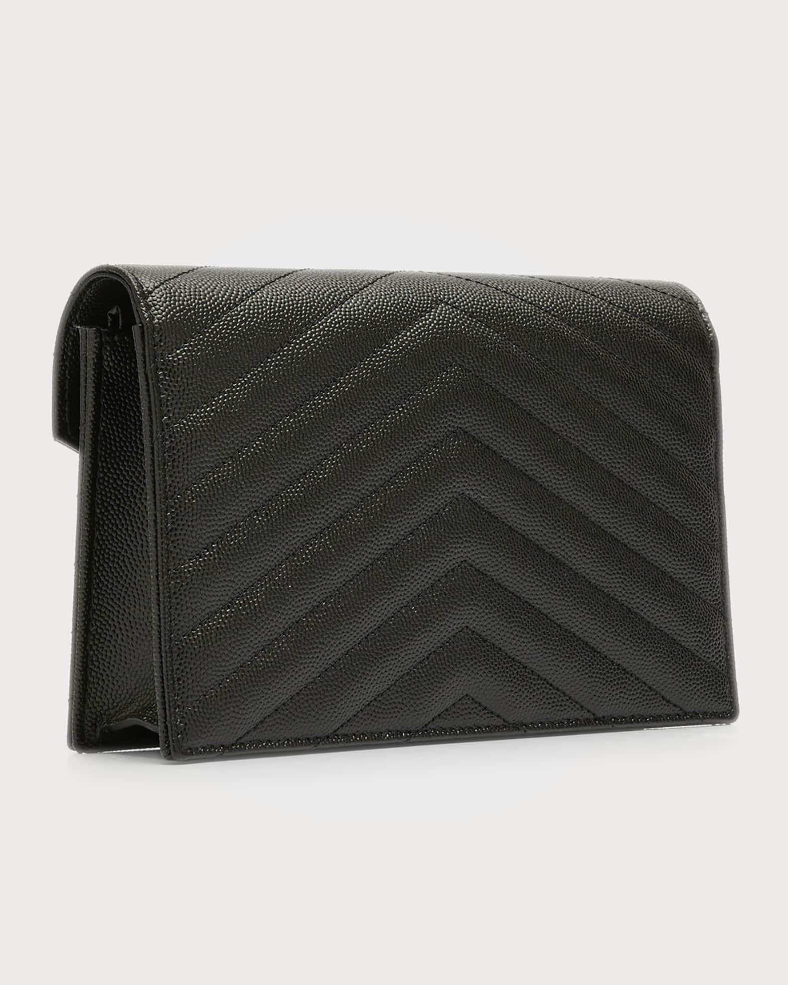 Saint Laurent YSL Monogram Small Wallet on Chain in Grained Leather Neiman Marcus