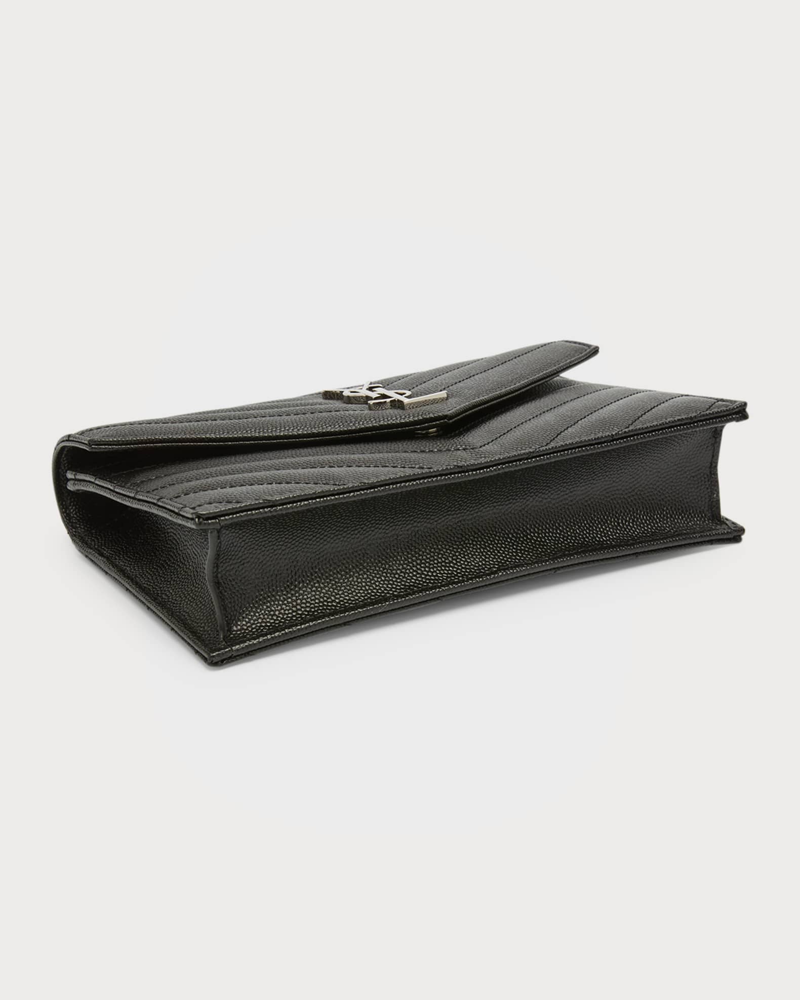 Saint Laurent YSL Monogram Small Wallet on Chain in Grained Leather Neiman Marcus