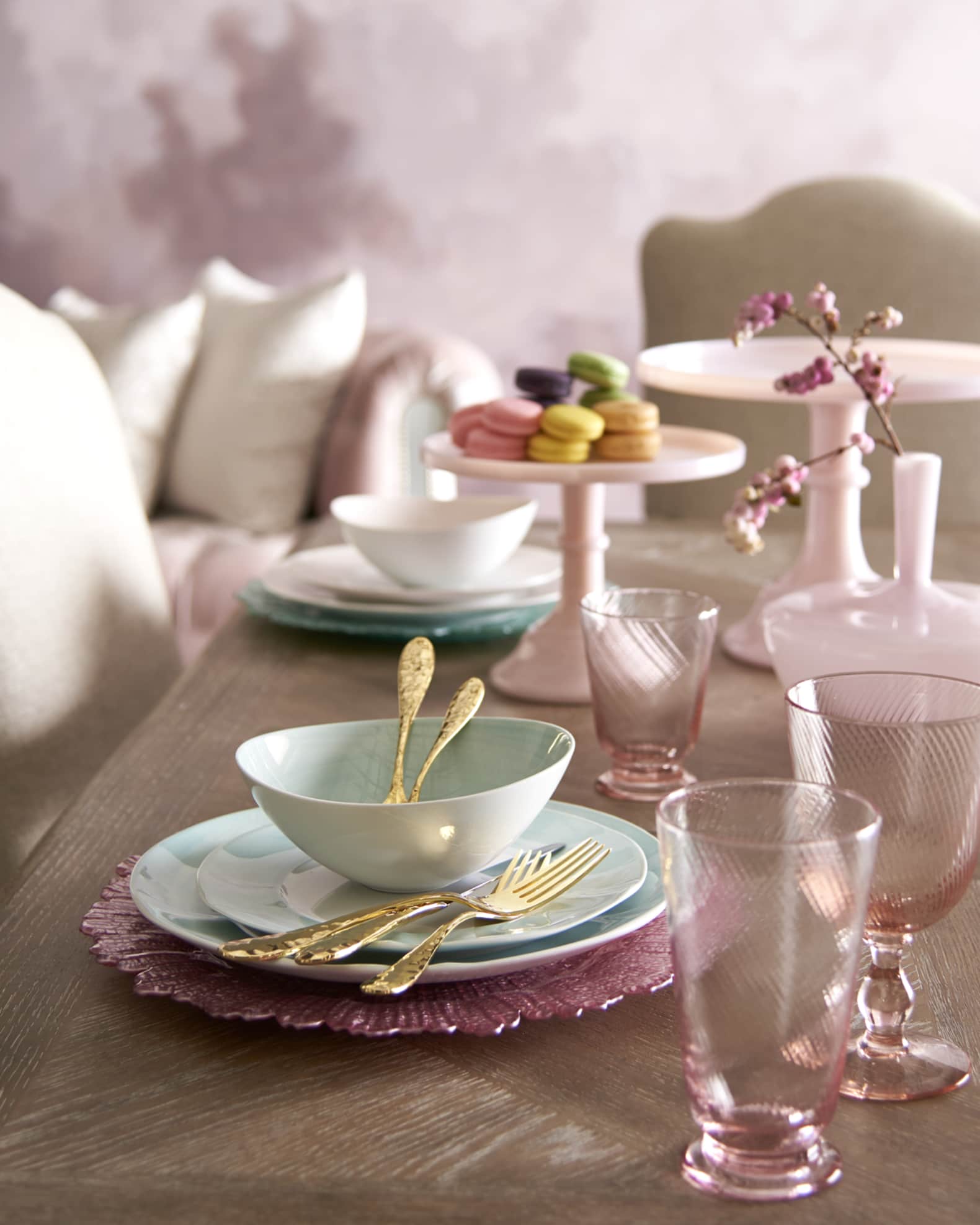 12 Piece Pink Brushstroke Dinnerware Set