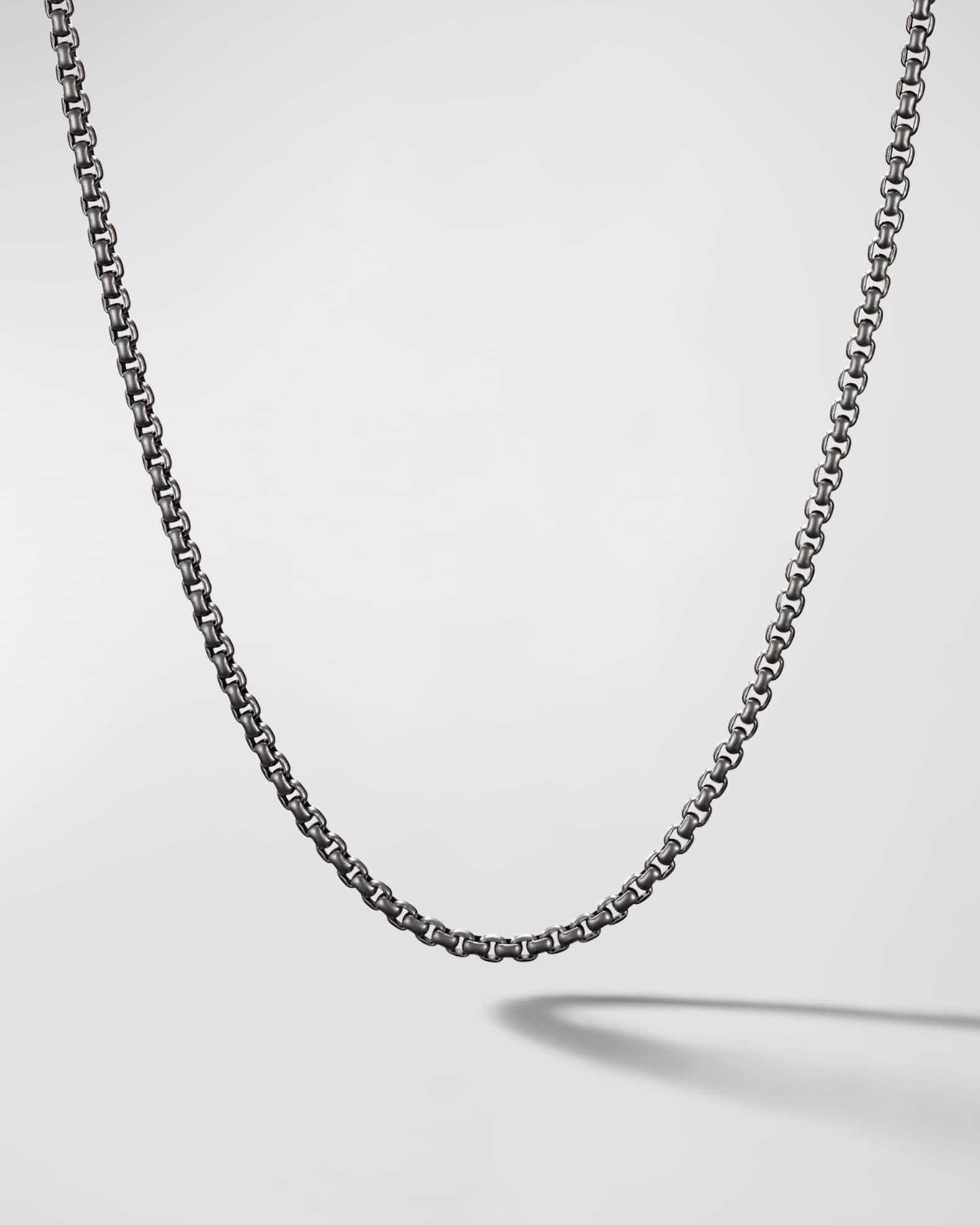 Men's Box Chain Necklace in Darkened Stainless Steel, 2.7mm, 22"L 0