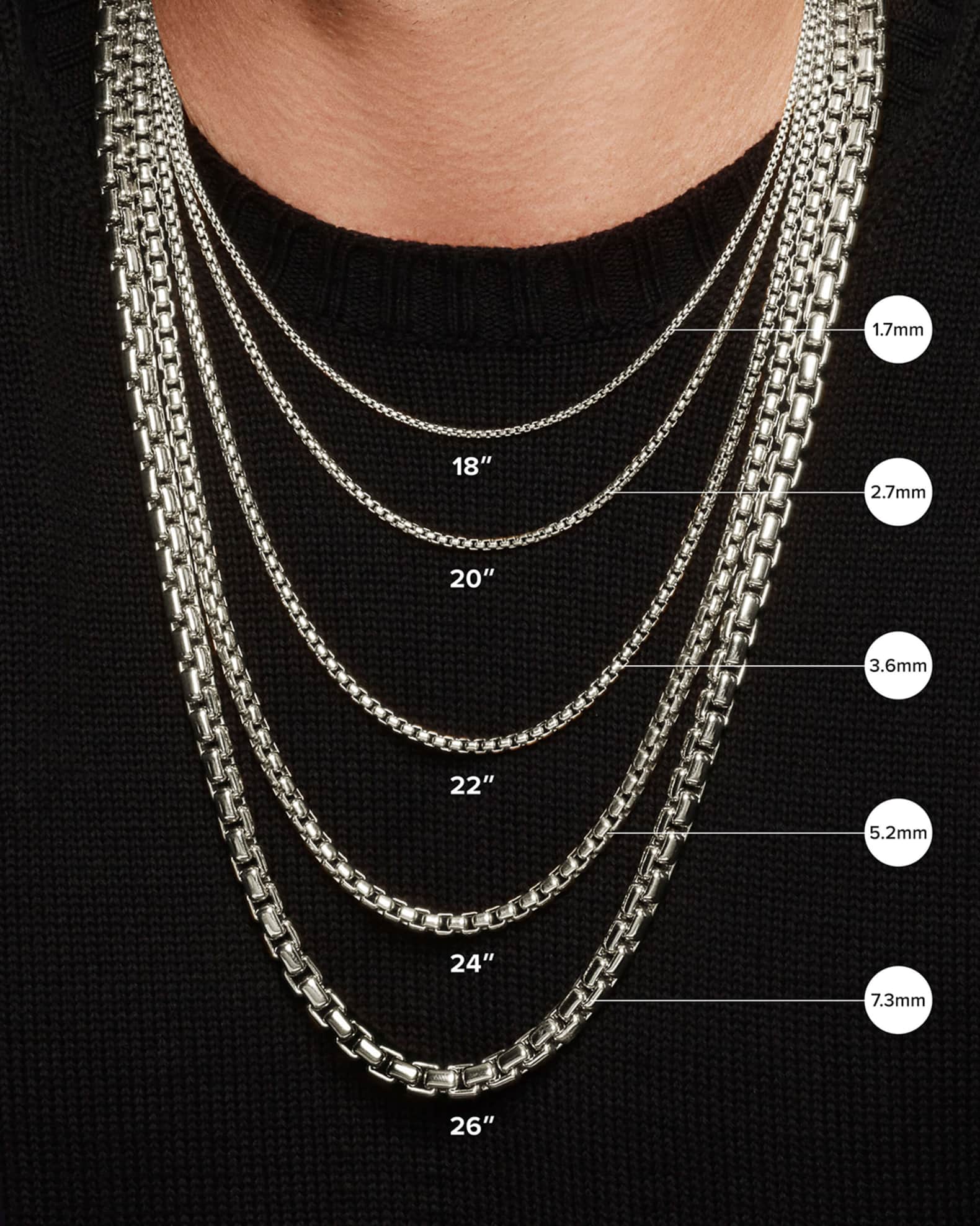 Men s Box Chain Necklace in Darkened Stainless Steel 4mm 22 L