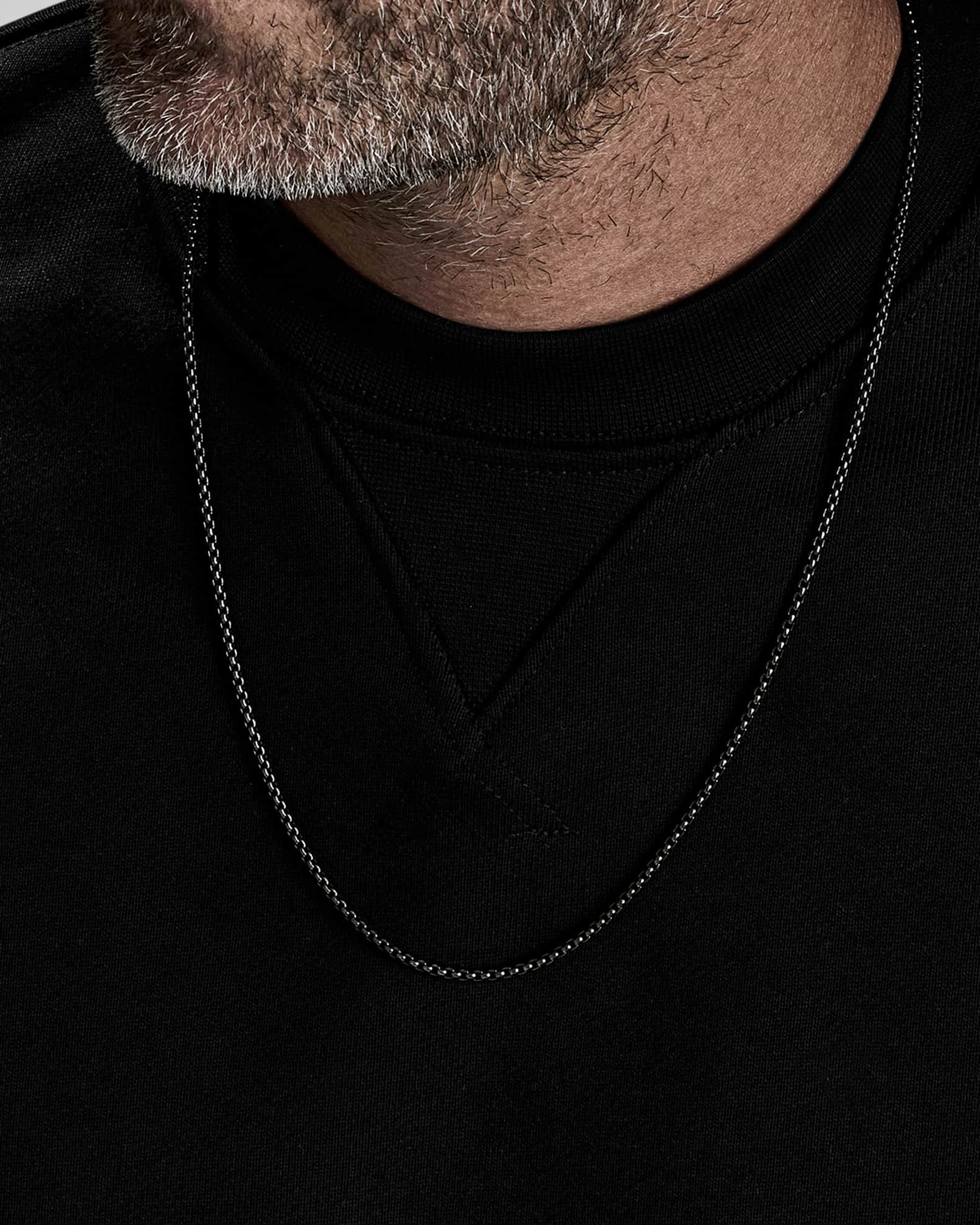 David Yurman Men s Box Chain Necklace in Darkened Stainless Steel 2.7mm 24 L Neiman Marcus