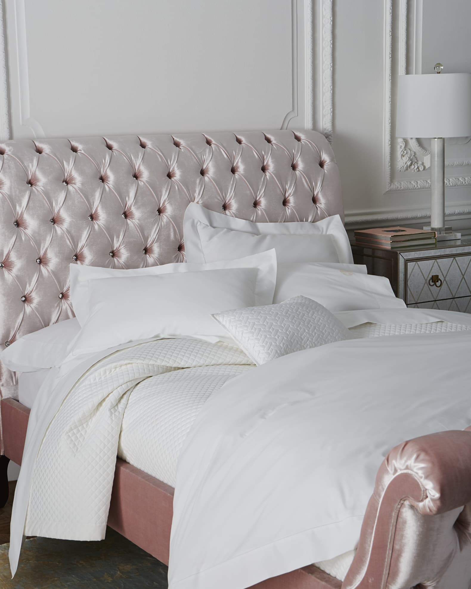 Duncan Fife Blush Tufted Queen Bed Neiman Marcus