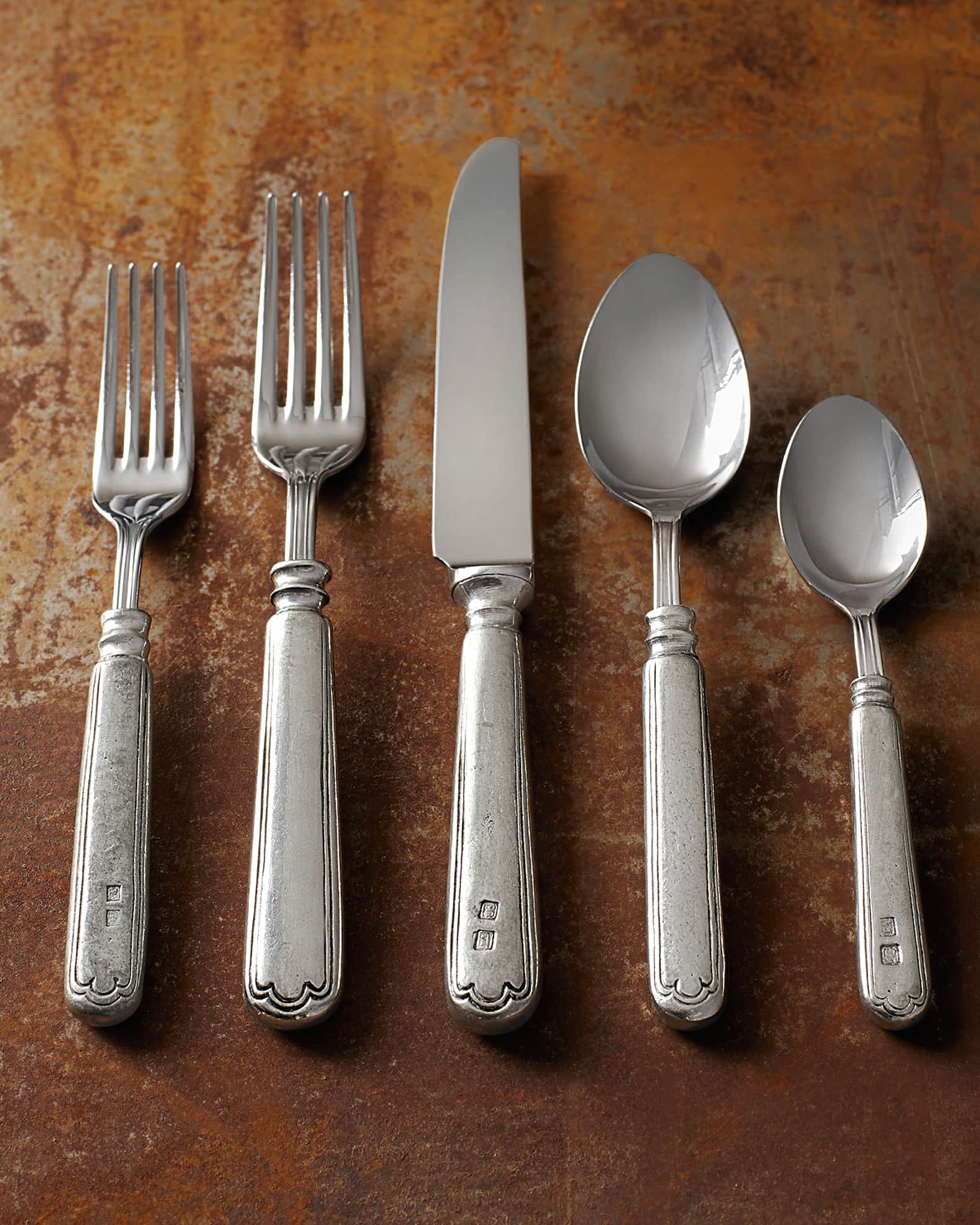Neiman Marcus 20 Piece Filet Pewter Flatware Service Neiman Marcus