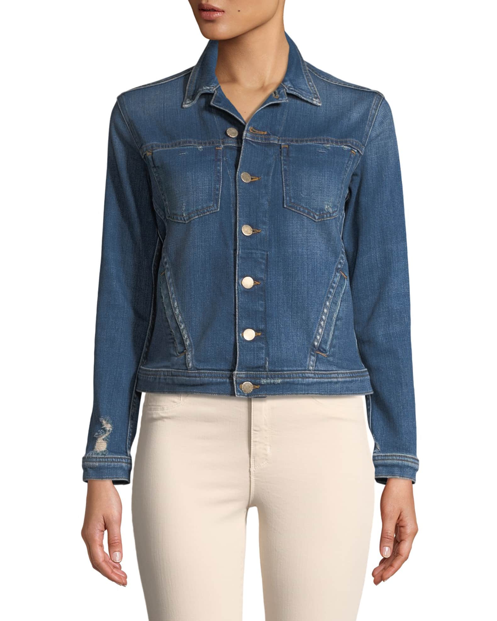 【2plan】Celine denim shirt jacket Celine Button-Down Slim Denim Jacket + More | Neiman Marcus