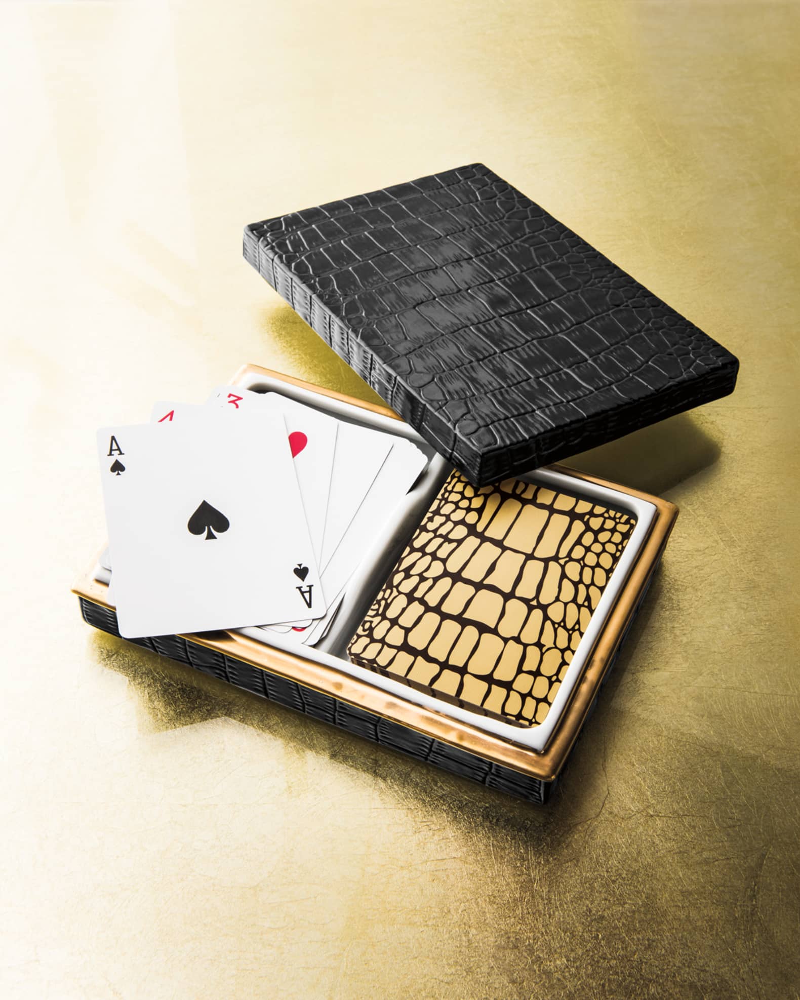 Crocodile-Embossed Box with Playing Cards 1