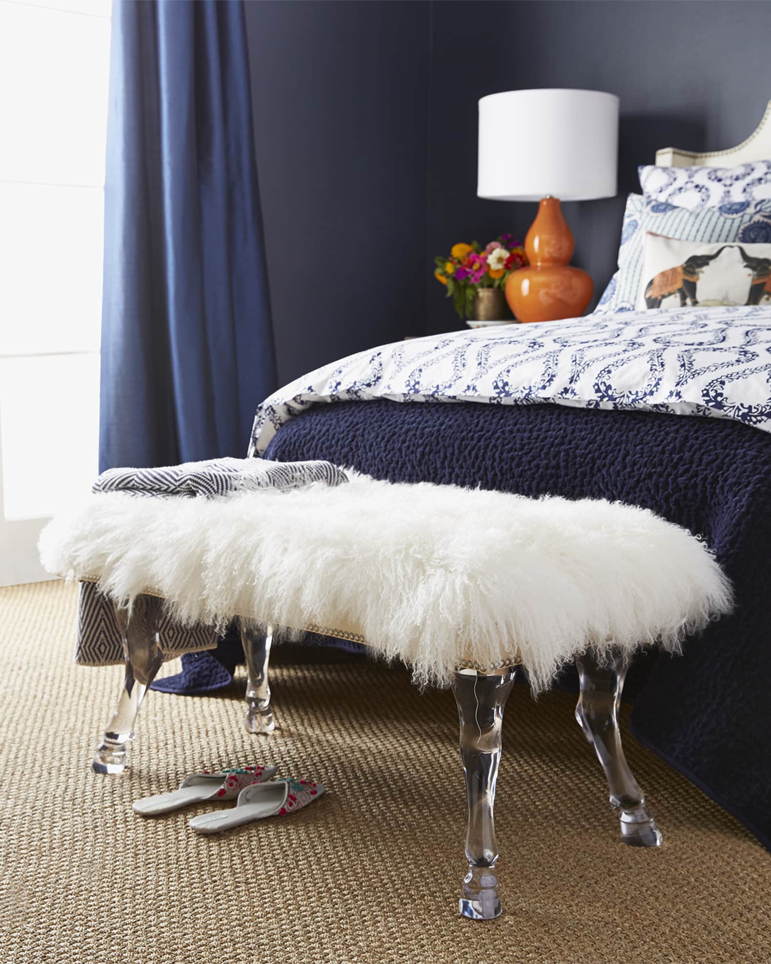 Centaur White Sheepskin Bench 1