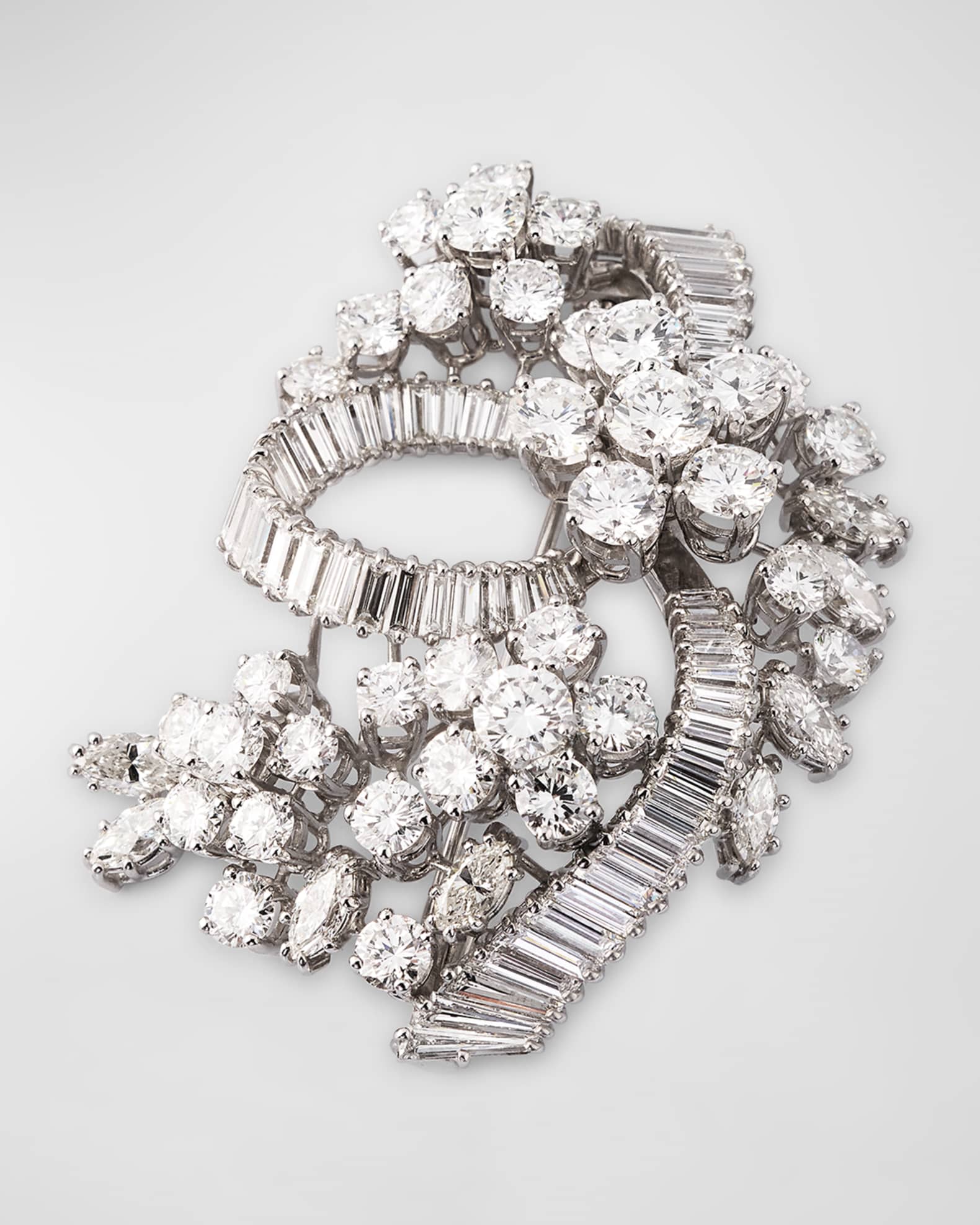 Estate Platinum and Diamond Bow Spray Pin  0
