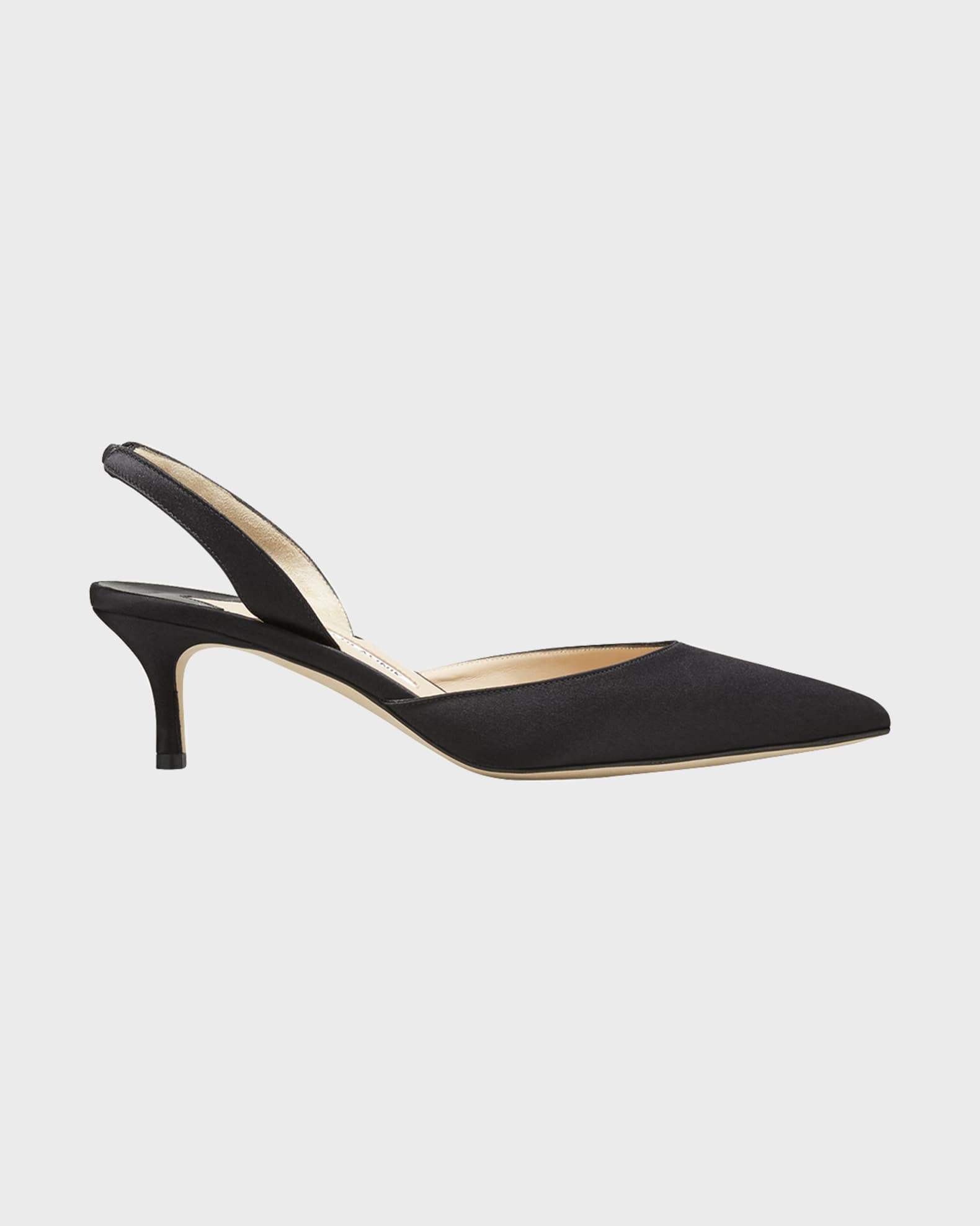 Manolo Blahnik Carolyne Satin Low-Heel Slingback Pumps, Black