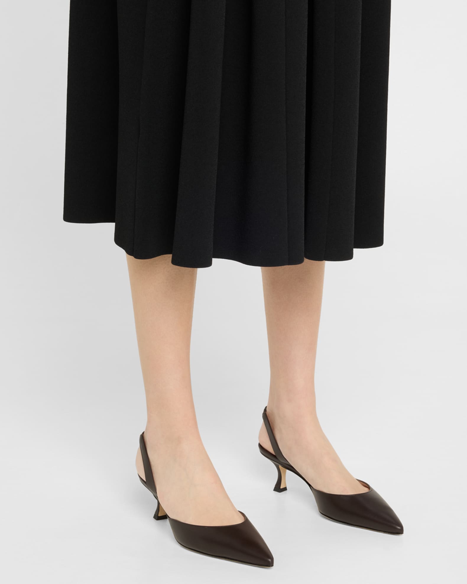 Carolyne Leather Low-Heel Slingback Pump 1