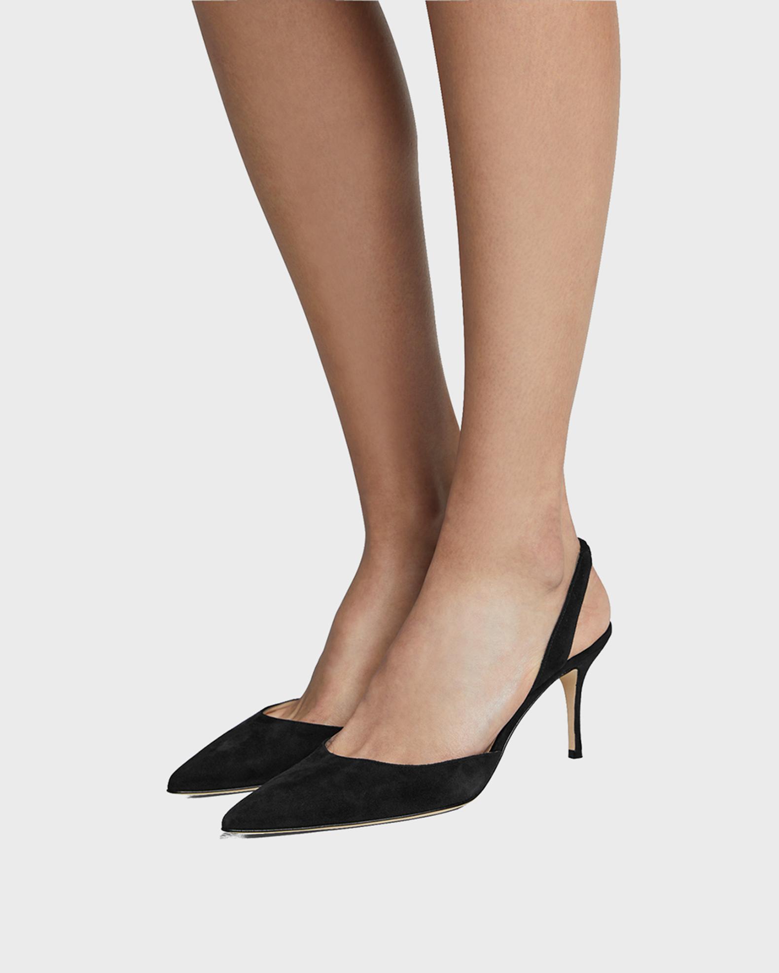 Manolo Blahnik Carolyne Suede Mid-Heel Slingback Pump | Neiman Marcus
