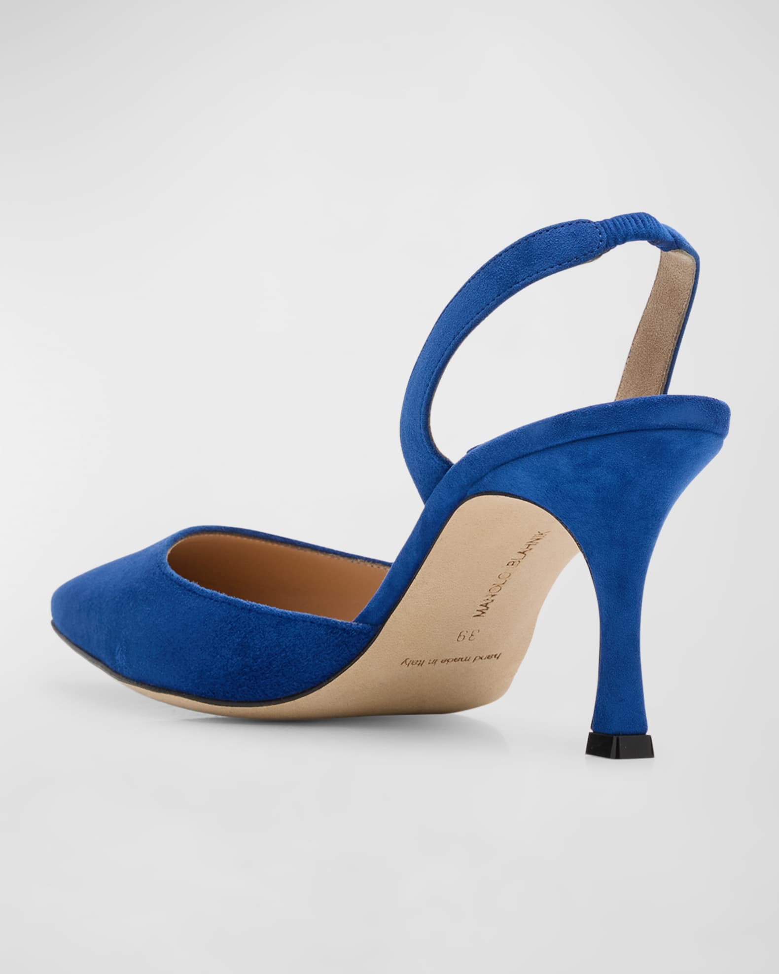 Manolo Blahnik Carolyne Suede Mid Heel Slingback Pump Neiman Marcus
