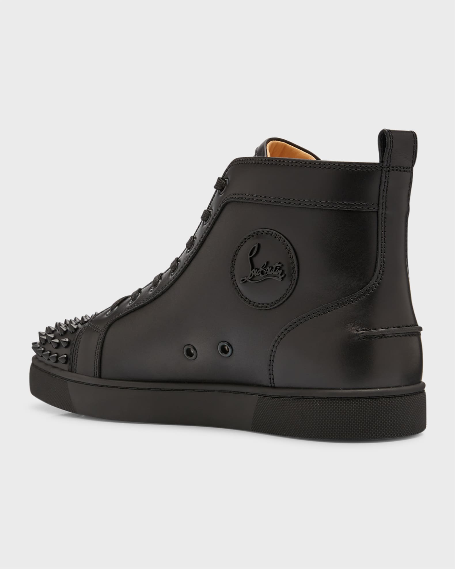 Mens louboutin high top sneakers black online