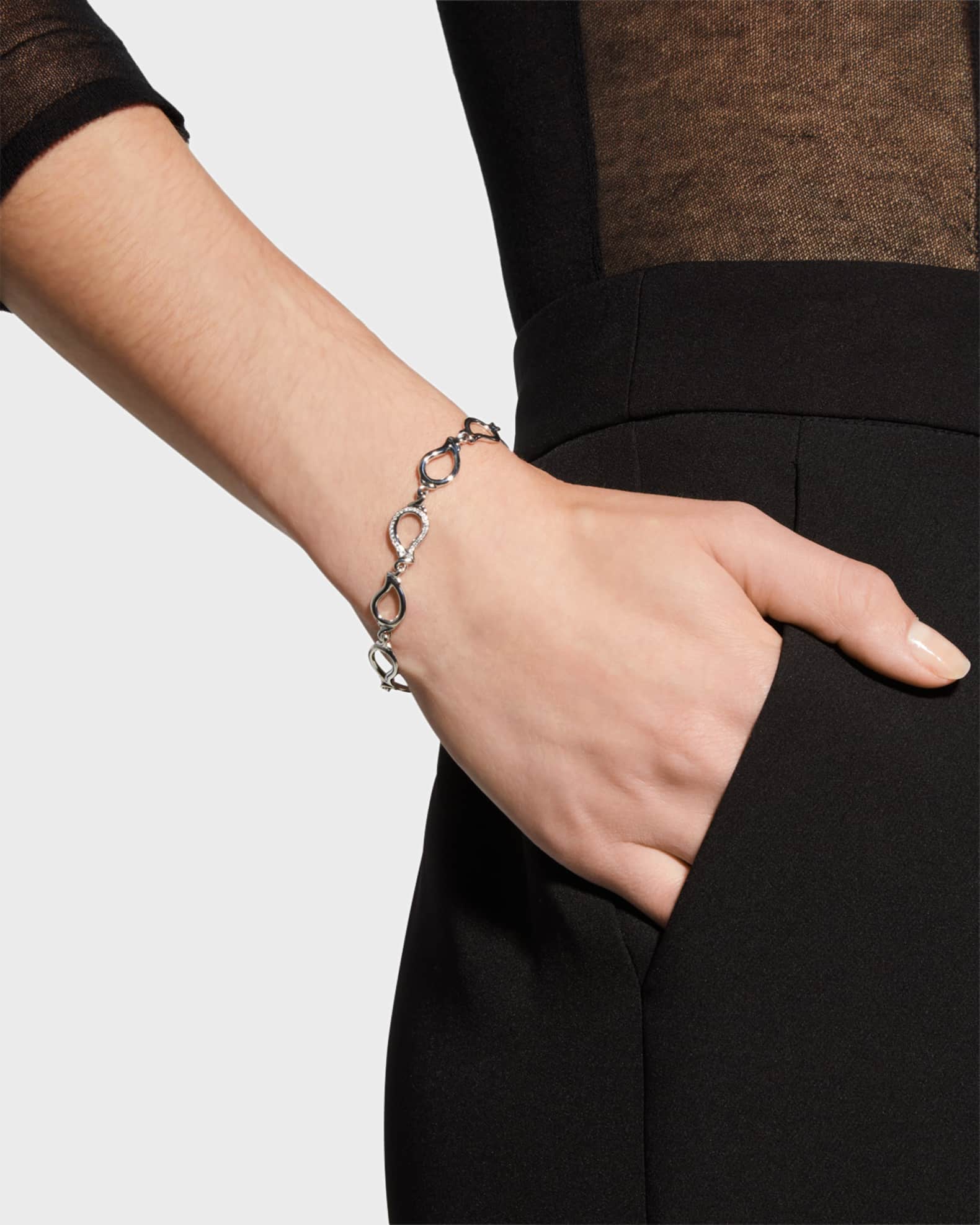 Signature 18k White Gold Link Bracelet with Diamonds 1
