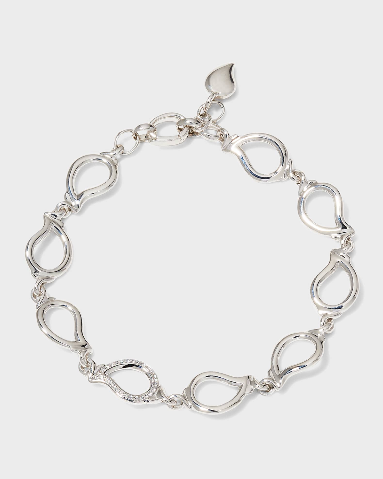 Signature 18k White Gold Link Bracelet with Diamonds 0