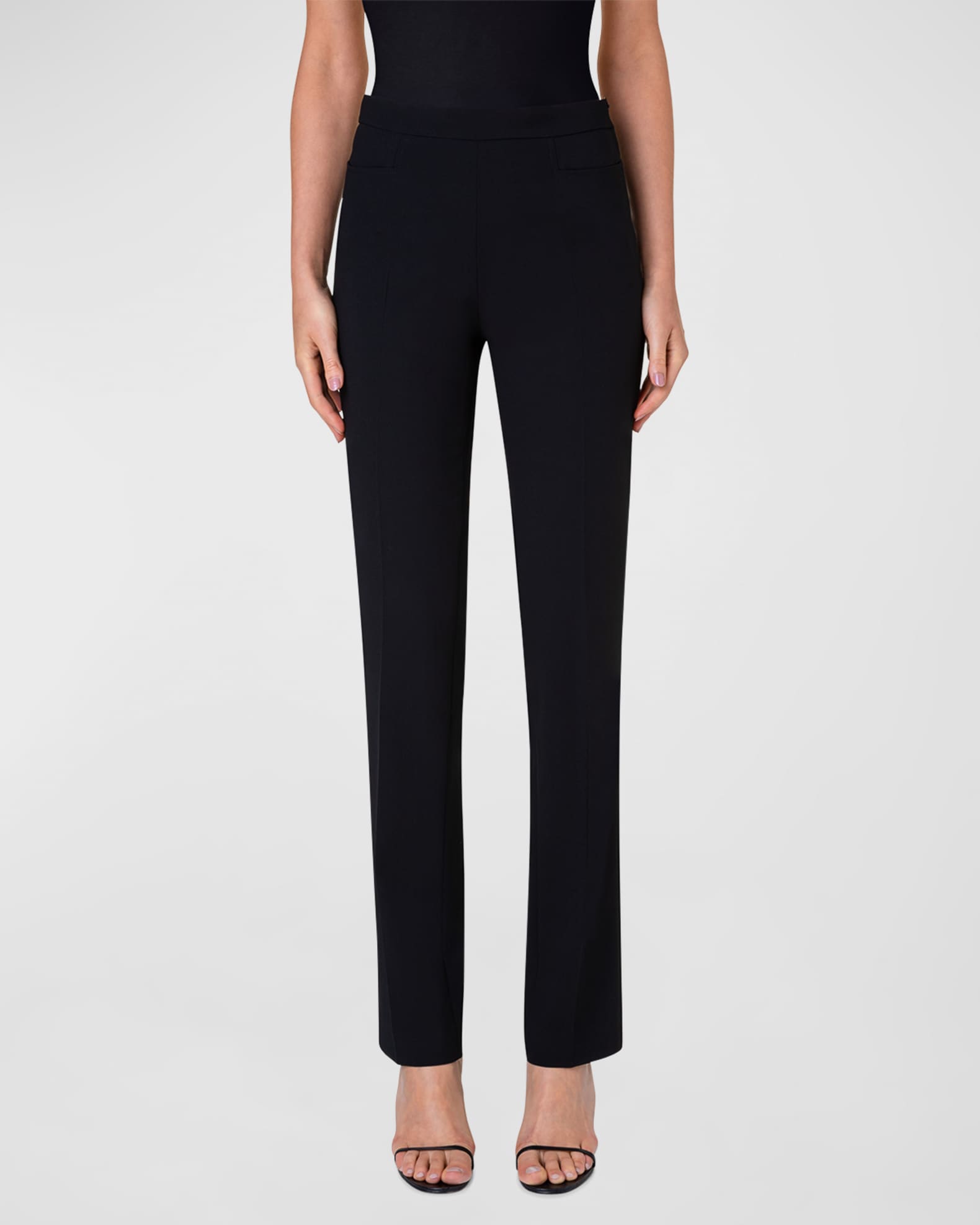 Francoise Slim-Straight Pants, Black 0