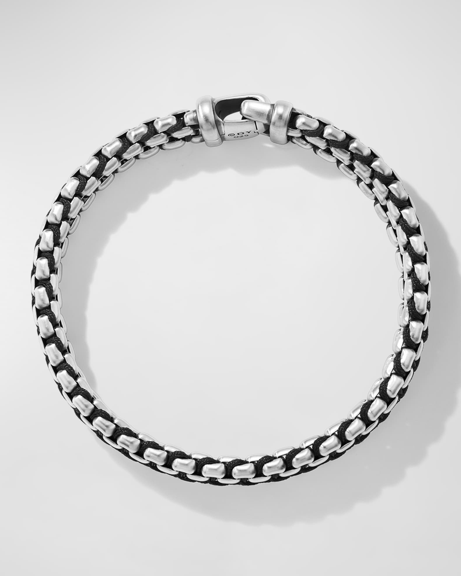 Men's Woven Box Chain Bracelet in Silver, 12mm