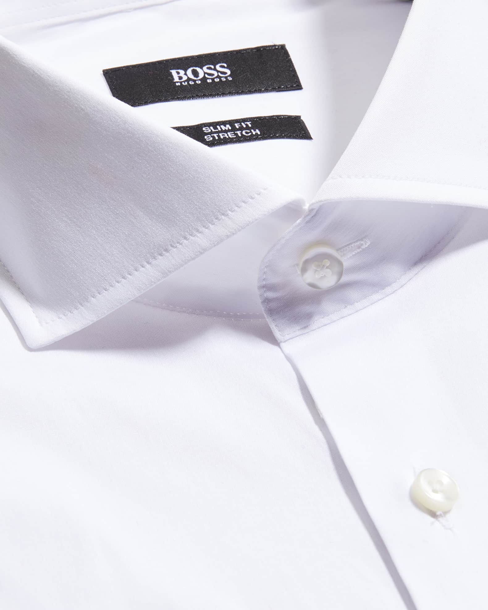 Boss Basic Solid Slim Fit Dress Shirt White 15.5