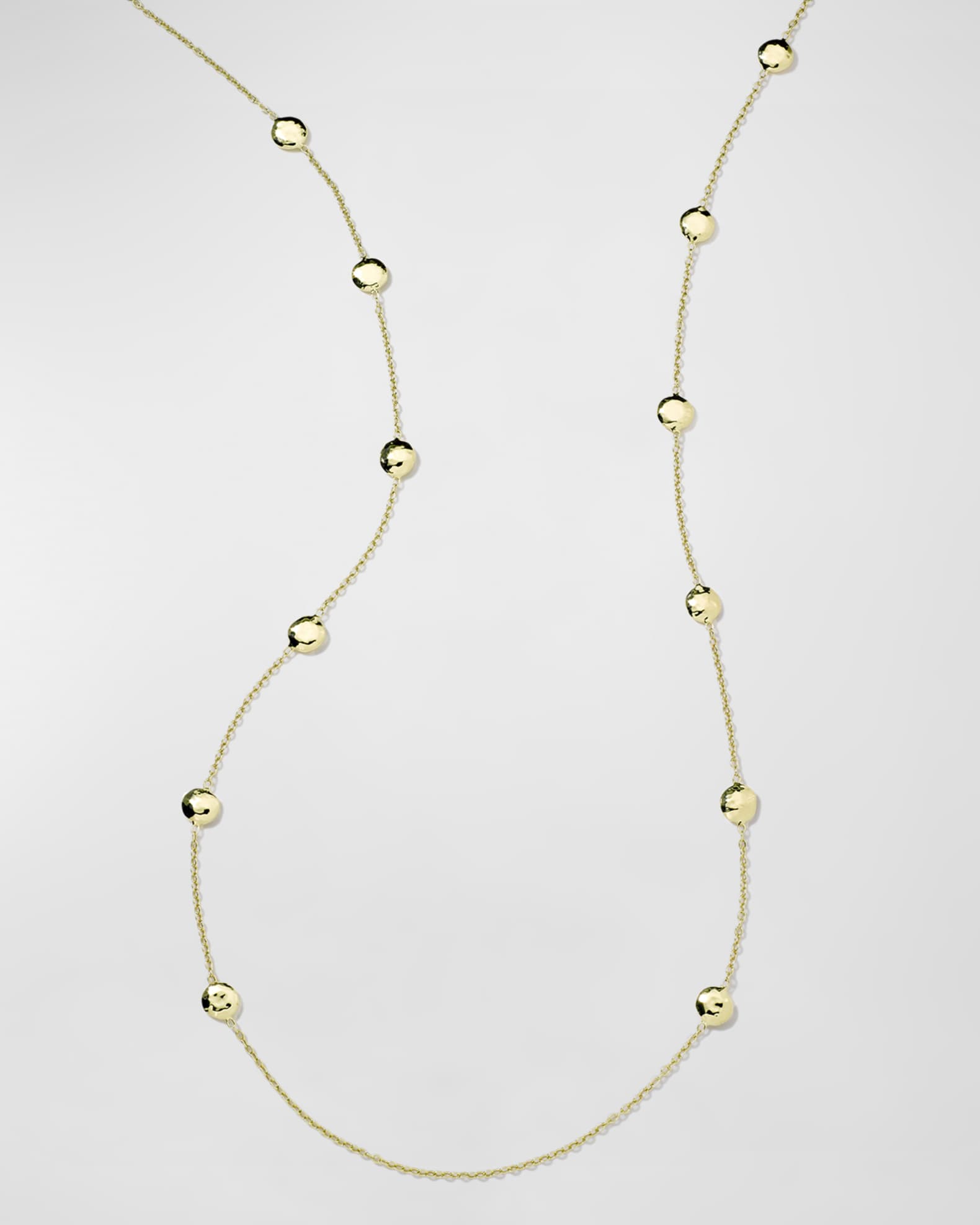 Long Hammered Pinball Layering Necklace in 18K Gold 0