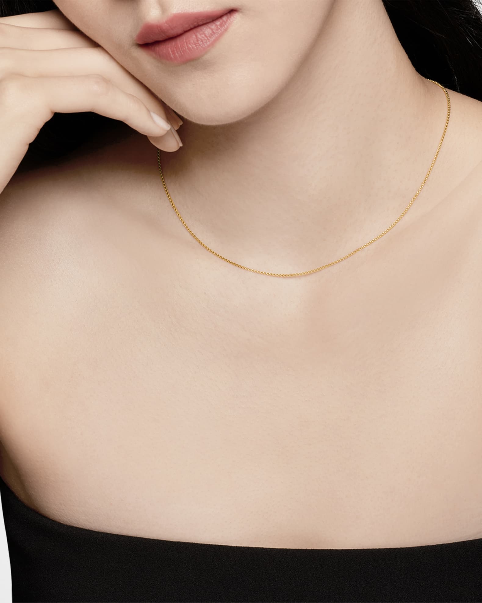Box Chain Necklace in 18K Yellow Gold, 1.25mm 1