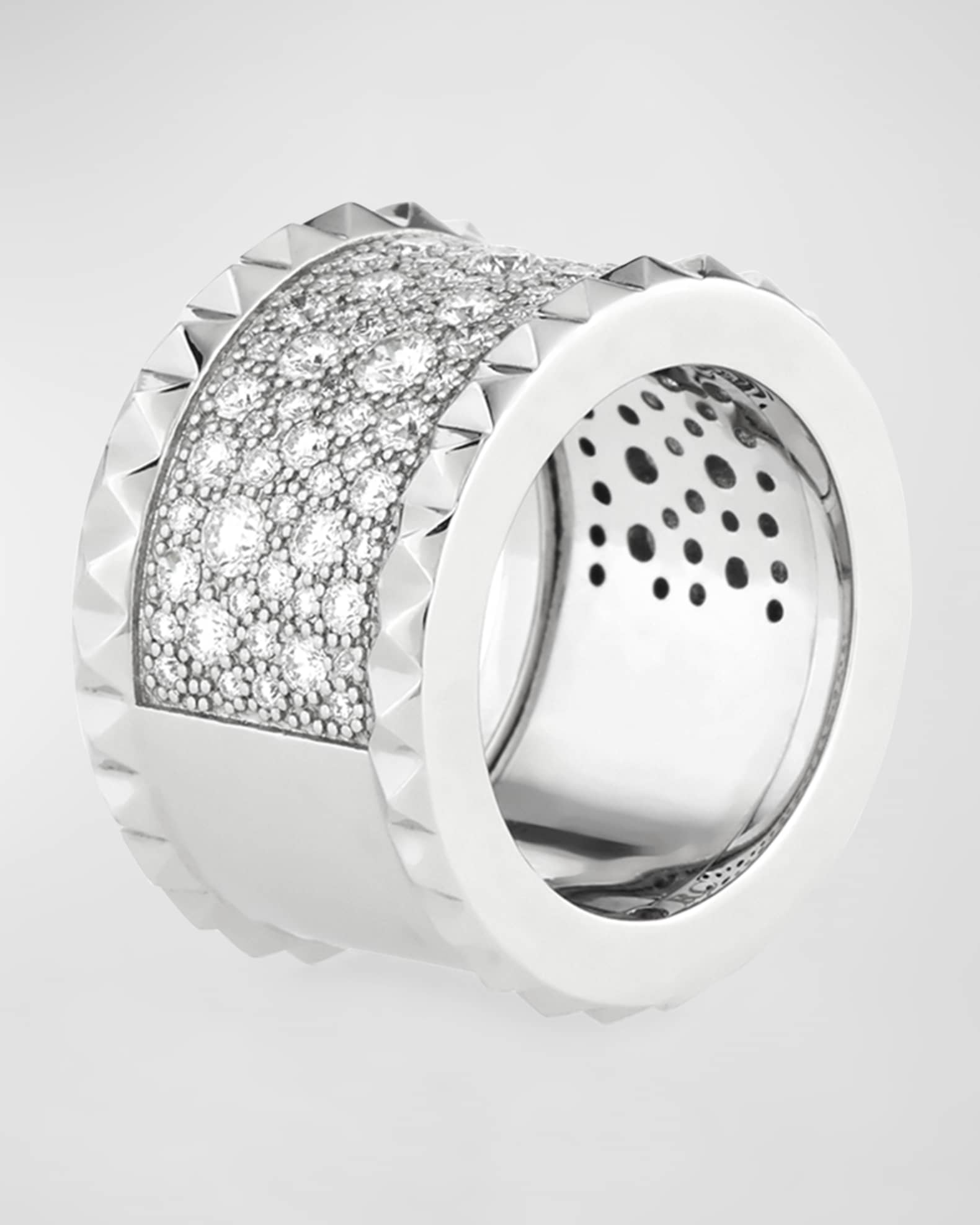 ROCK & DIAMONDS 18K White Gold Ring, Size 6.5 1