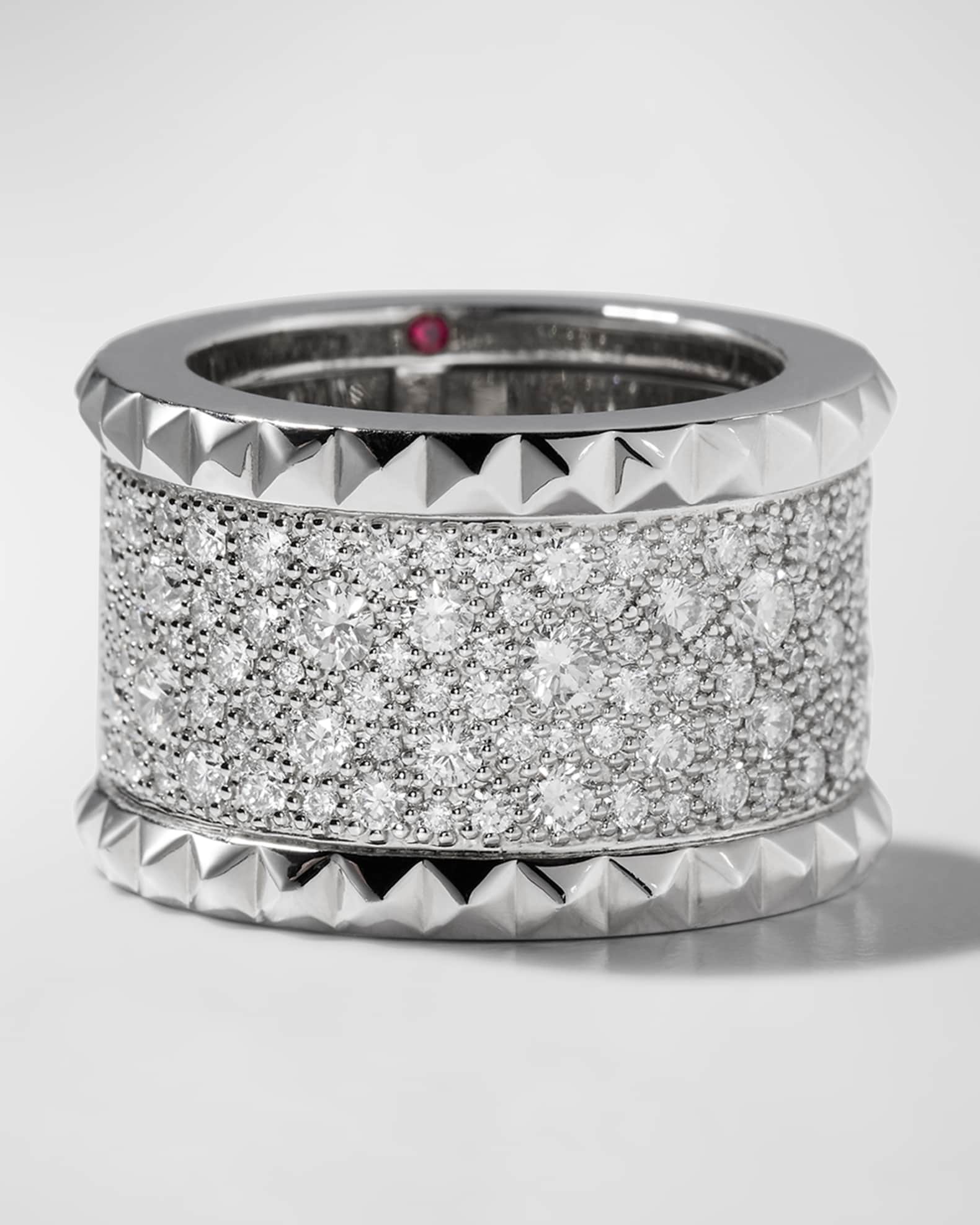 ROCK & DIAMONDS 18K White Gold Ring, Size 6.5 0