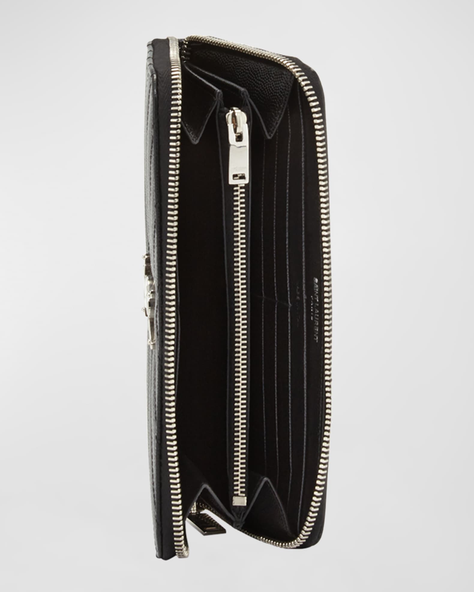 Saint laurent grain leather zip coin card wallet clearance