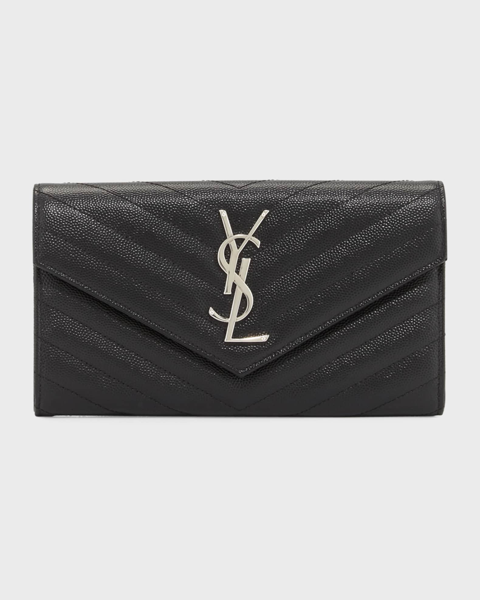 CASSANDRE MATELASSÉ large flap wallet in grain de poudre embossed leather, Saint  Laurent