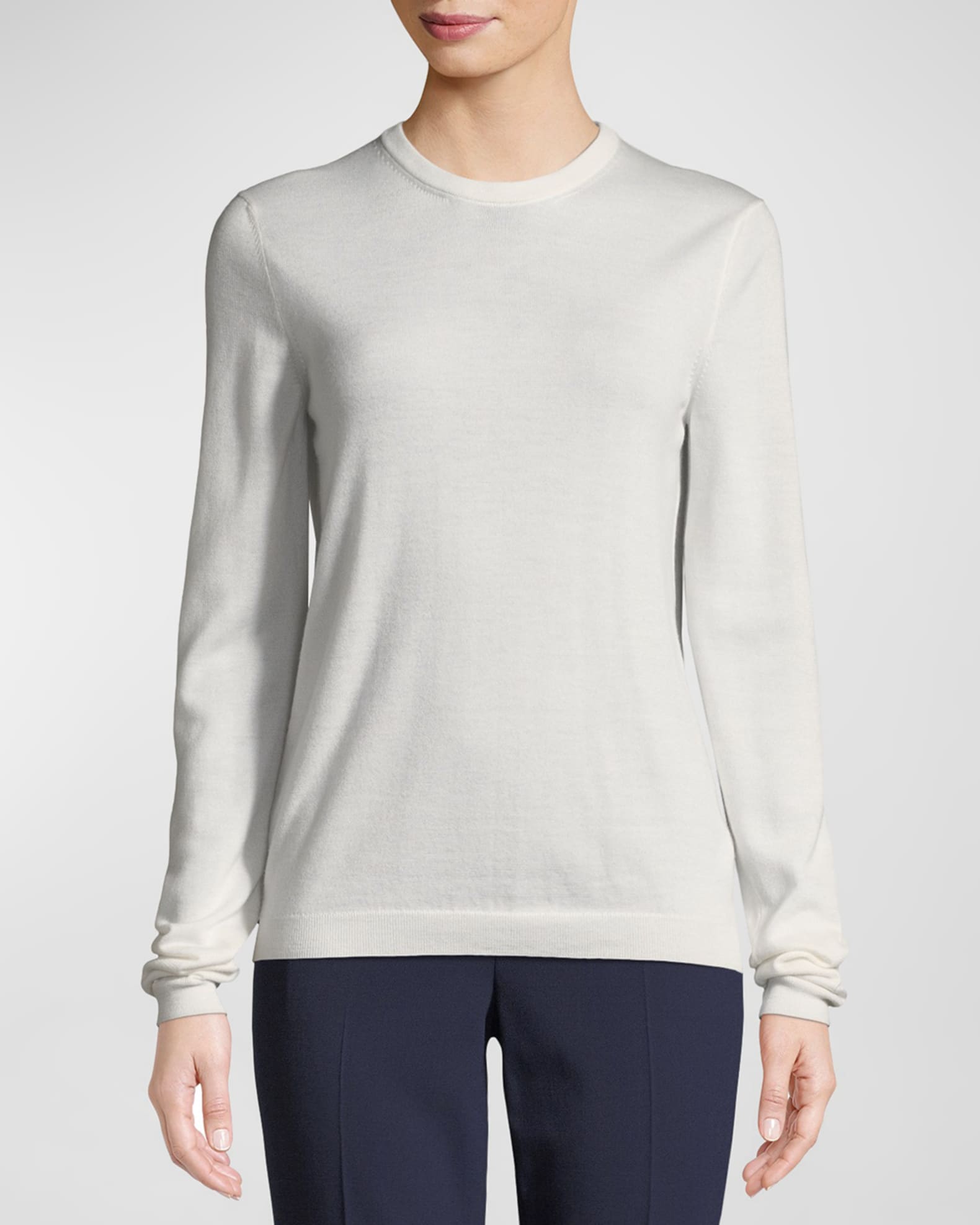 Crewneck Long-Sleeve Cashmere Sweater 1