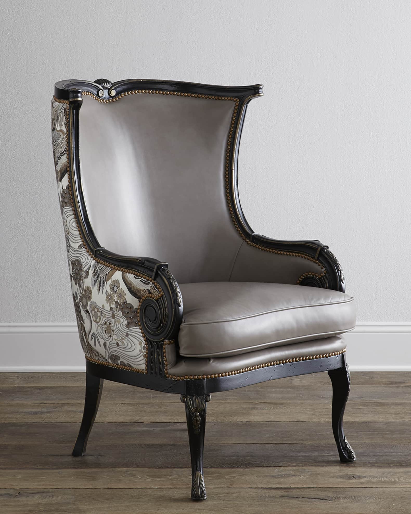 Candice Leather Wing Chair 0