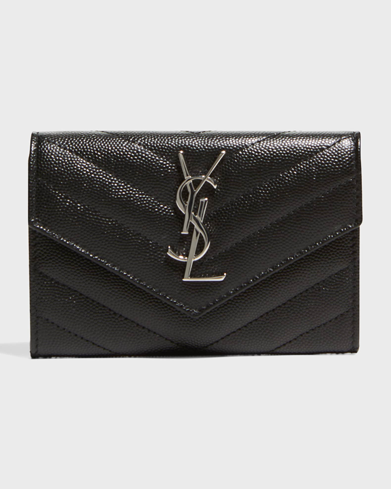 Saint Laurent Ysl Monogram Flap Card Case Holder In Black