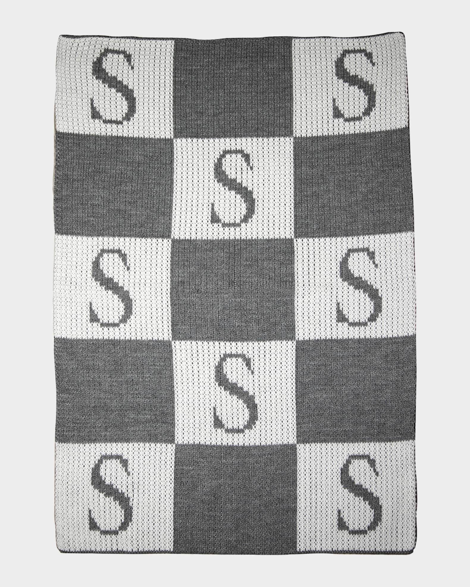 Personalized Check Colorblock Baby Blanket, Gray 0