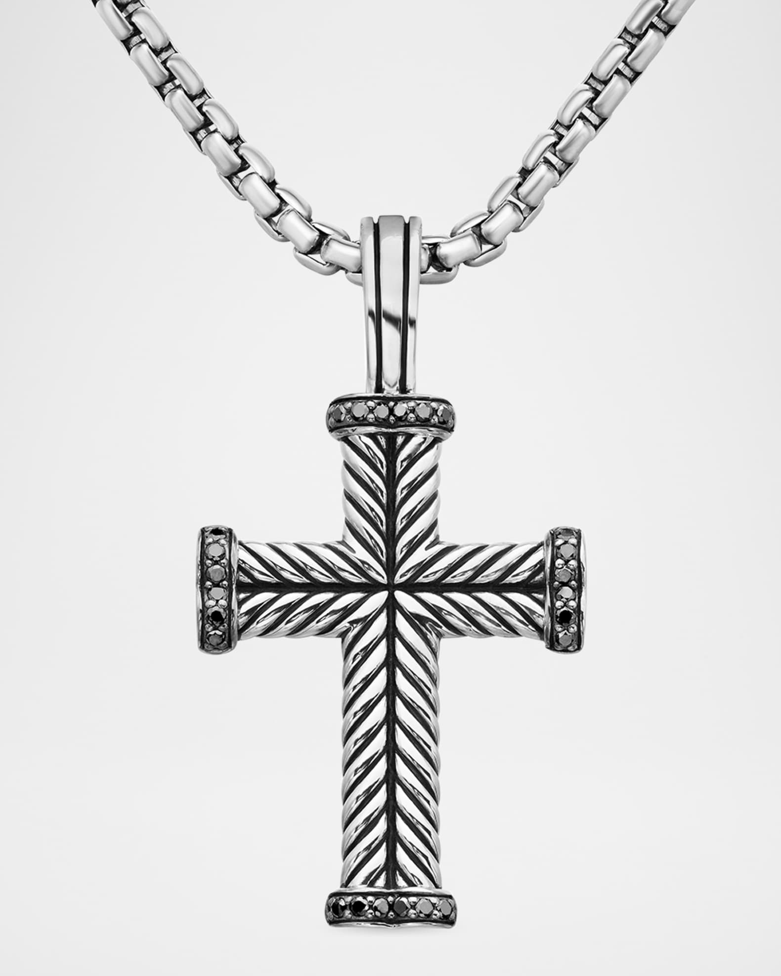 Men's Chevron Cross Pendant in Silver, 33.5mm 0