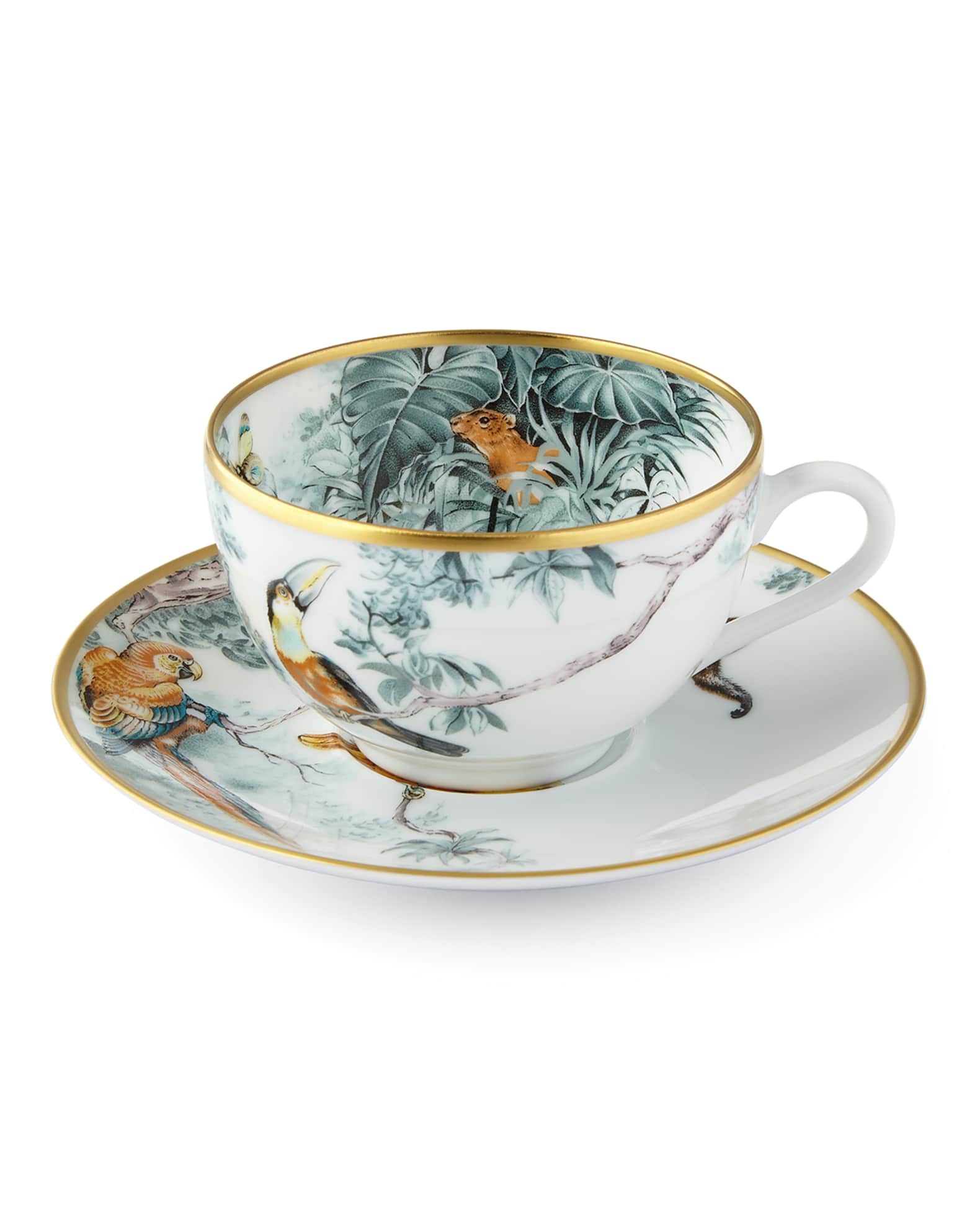 Hermes Carnets d' Equateur Birds Tea Cup & Saucer | Neiman