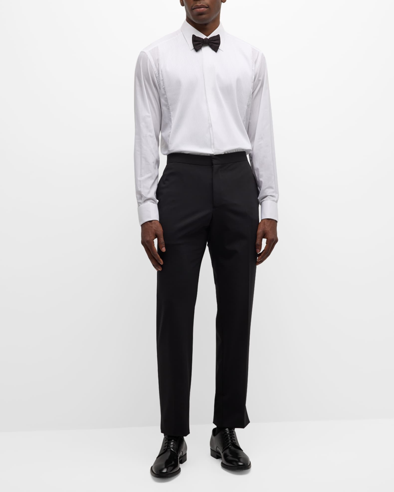 Brioni Pleated Poplin French-Cuff Dress Shirt | Neiman Marcus