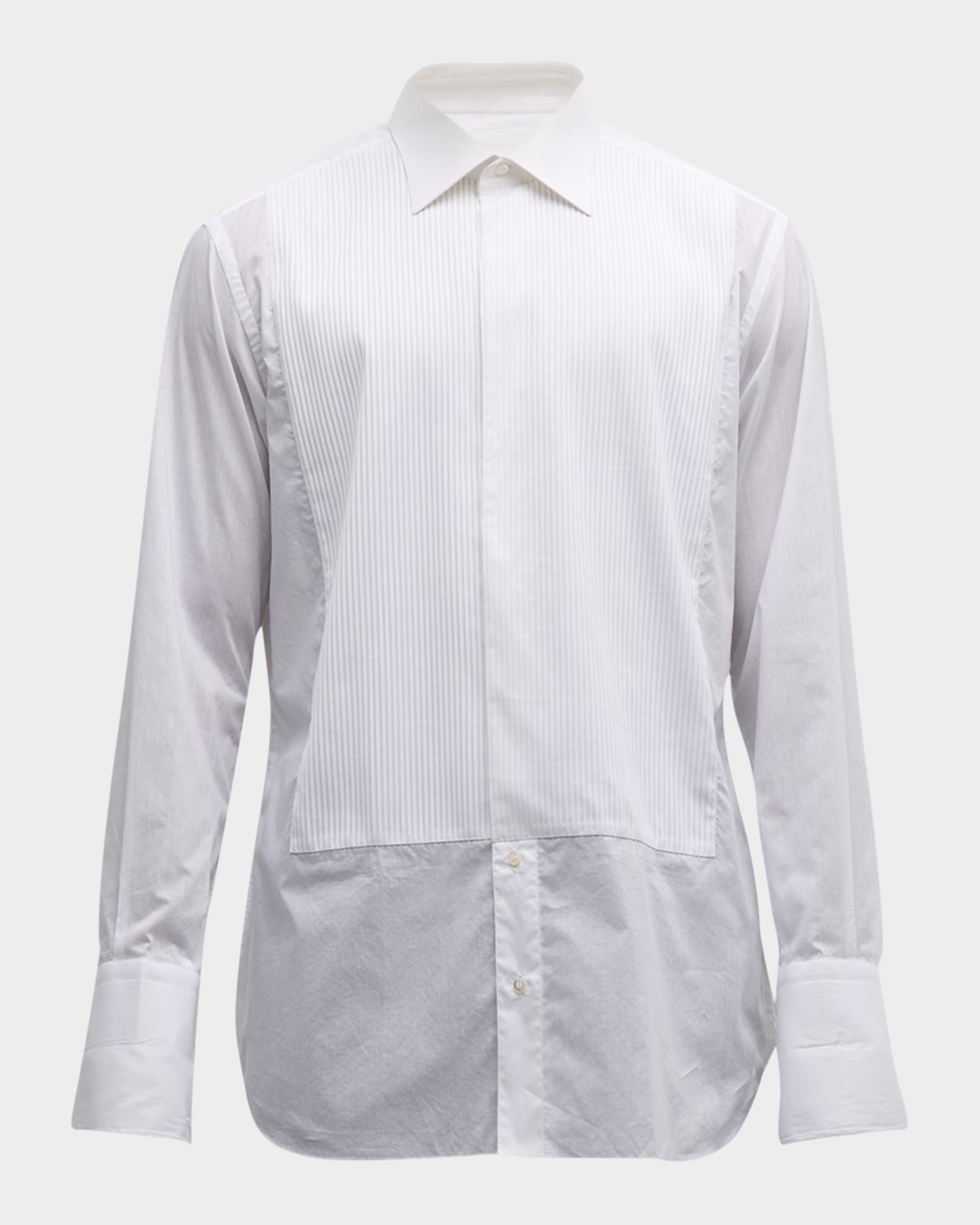 Pleated Poplin French-Cuff Dress Shirt 0