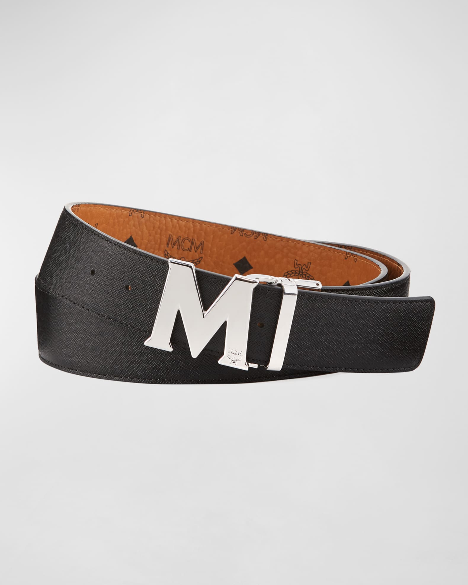 Mcm Reversible Signature Leather Belt In Red, ModeSens