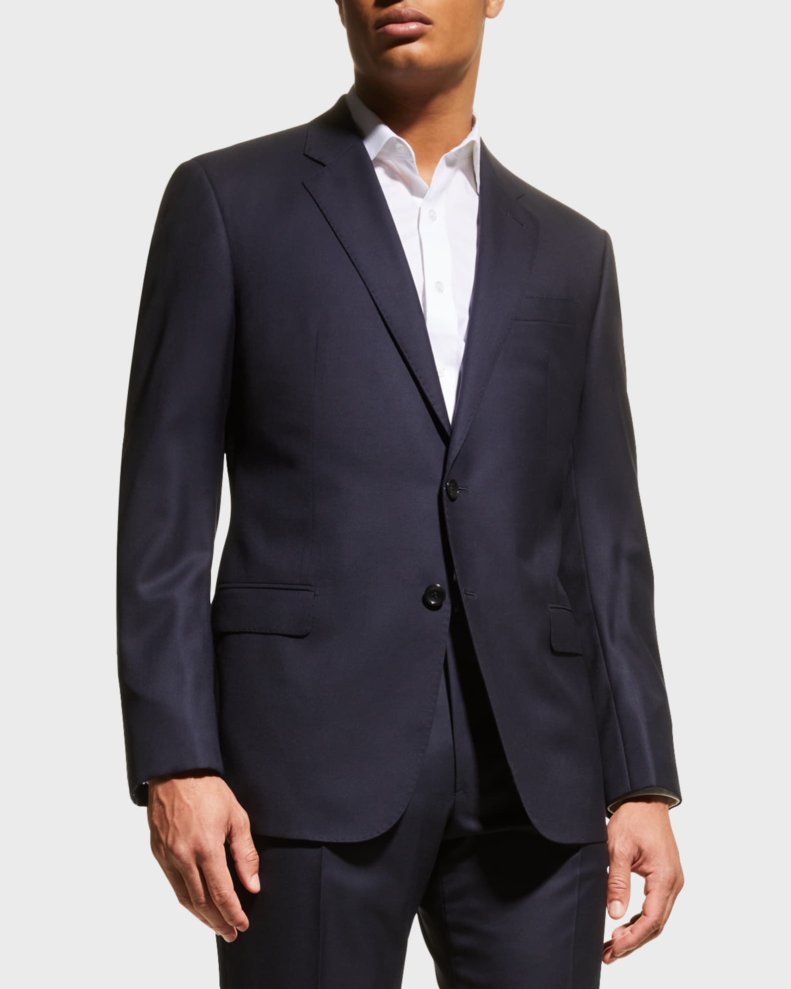 Giorgio Armani Two Button Soft Basic Suit Navy Neiman Marcus