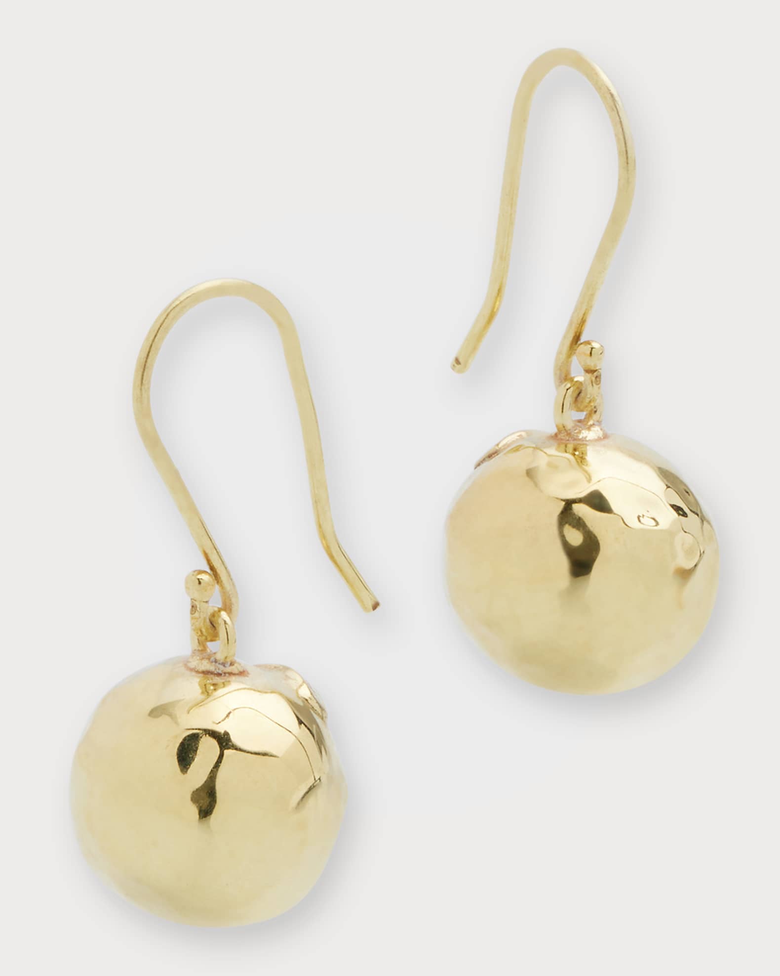 Small Hammered Ball Drop Earrings in 18K Gold 0