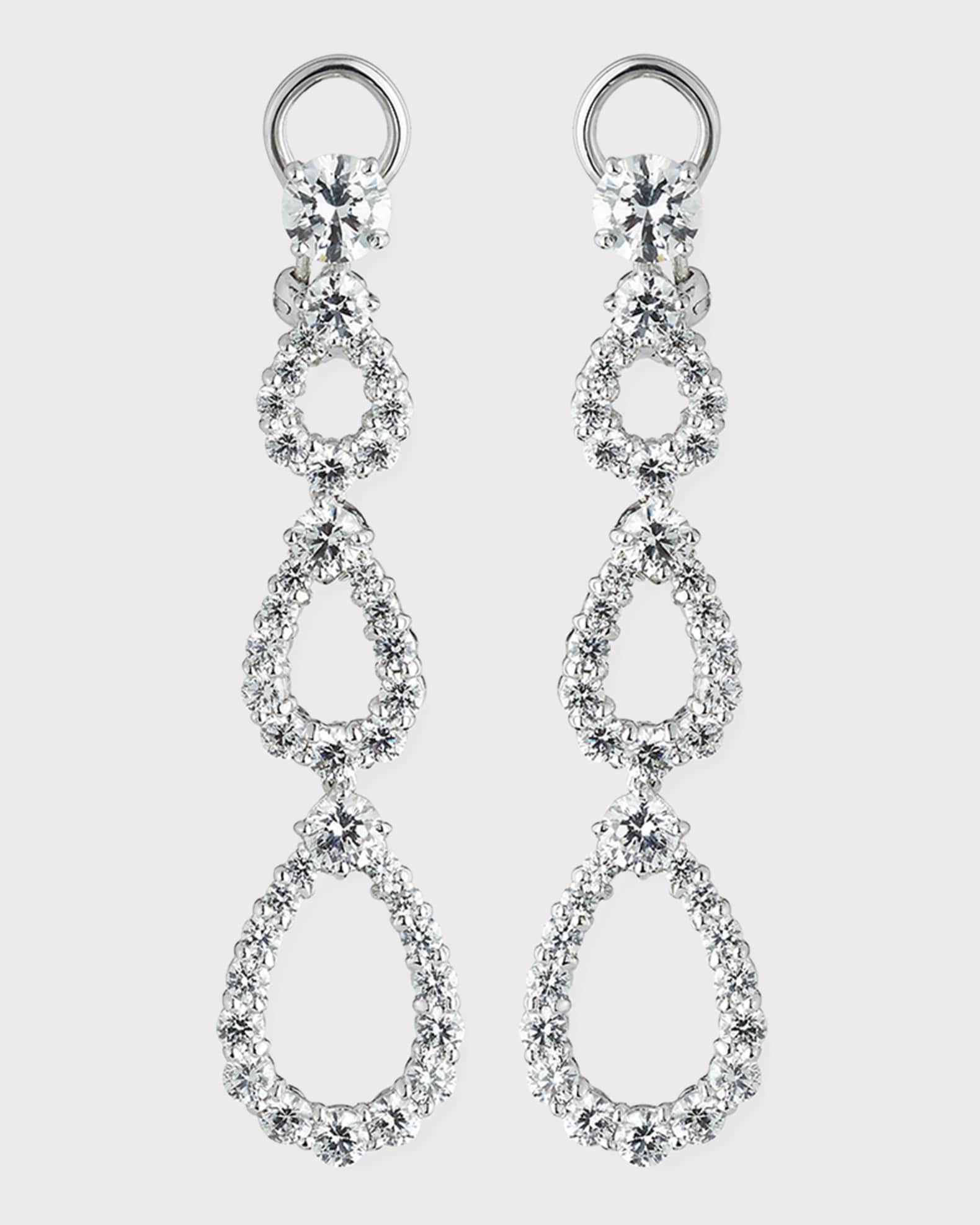 Fantasia by DeSerio Three Tier Open CZ Crystal Drop Earrings Neiman Marcus